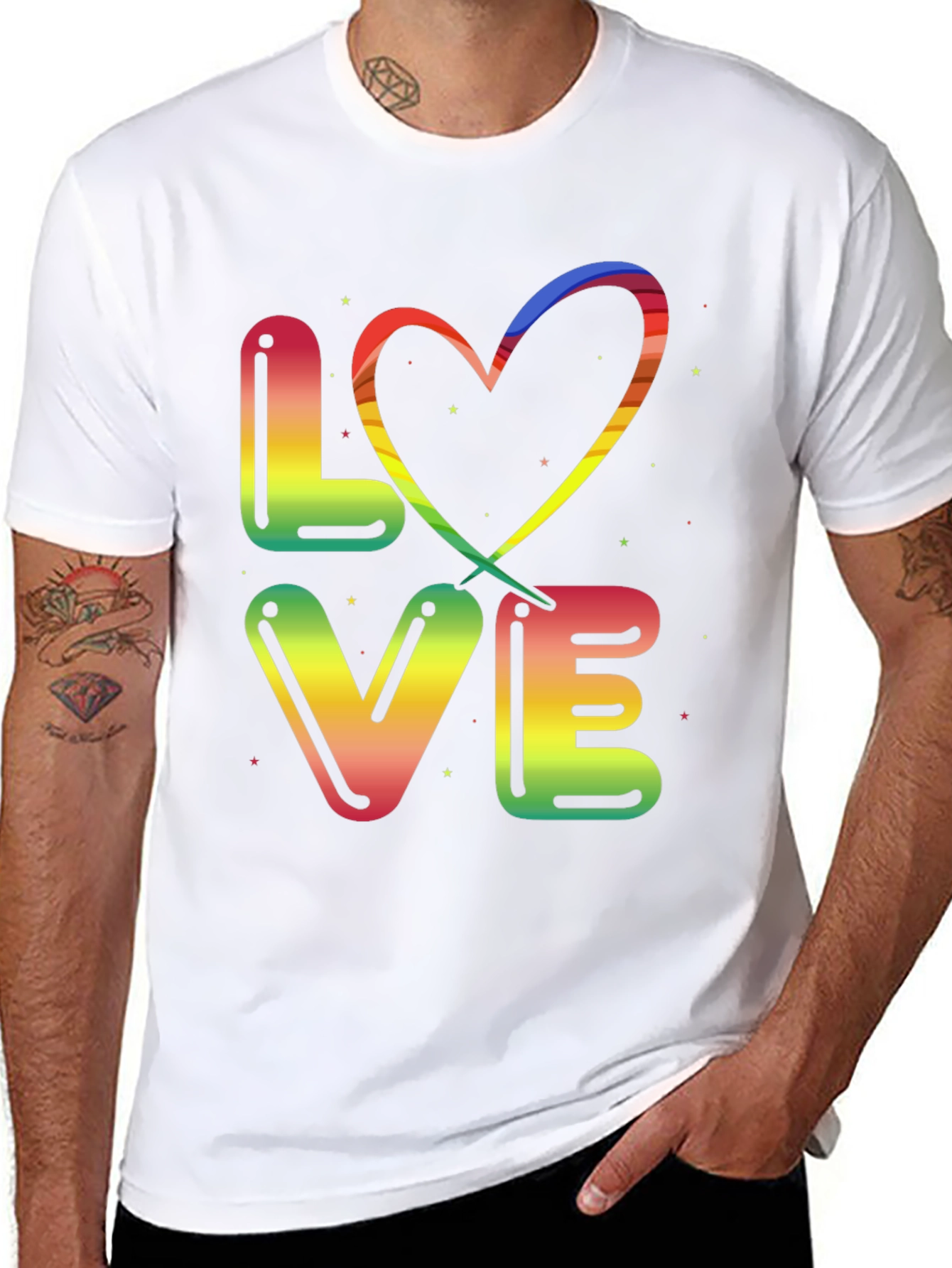 Rainbow LOVE Graphic Black T-Shirt