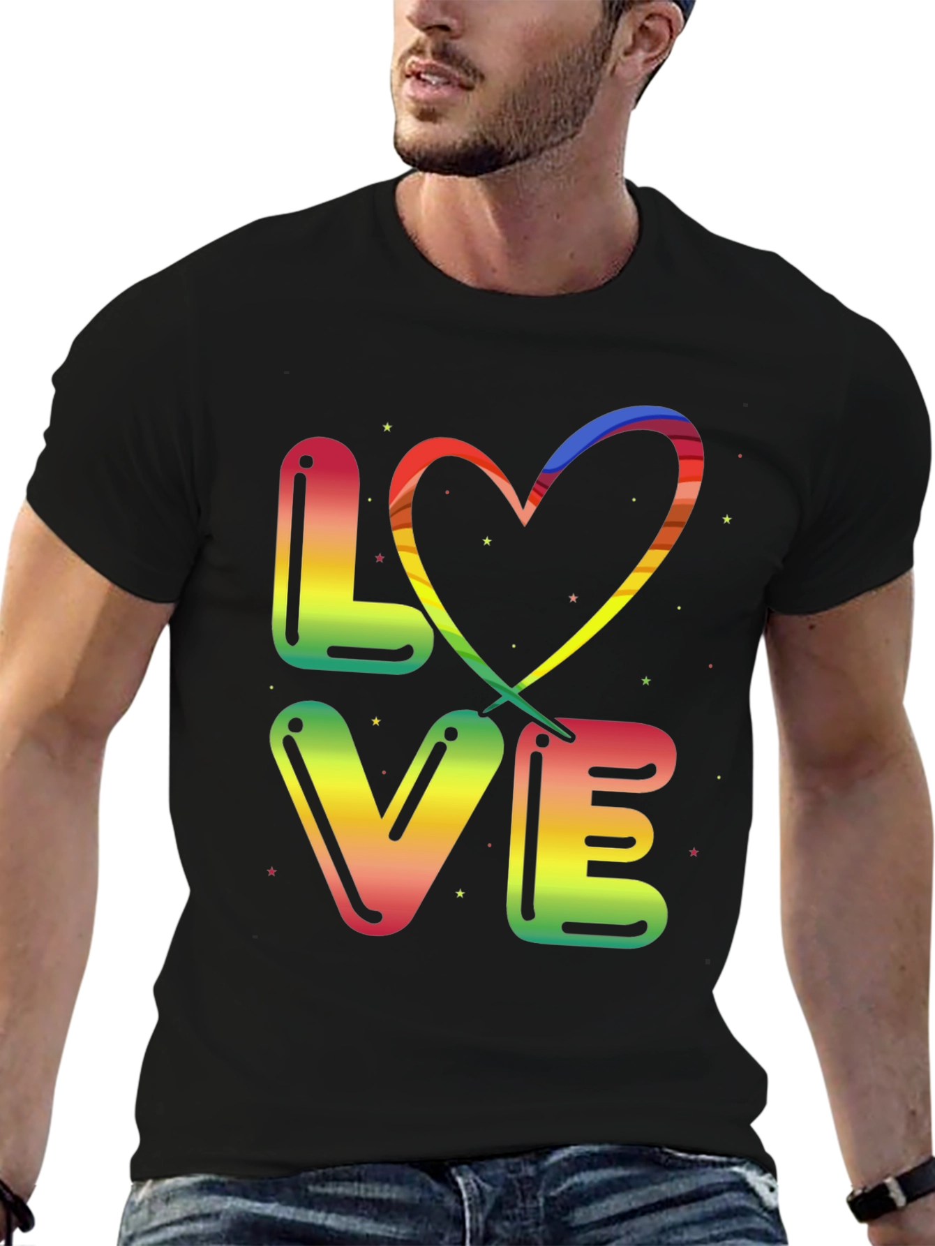 Rainbow LOVE Graphic Black T-Shirt