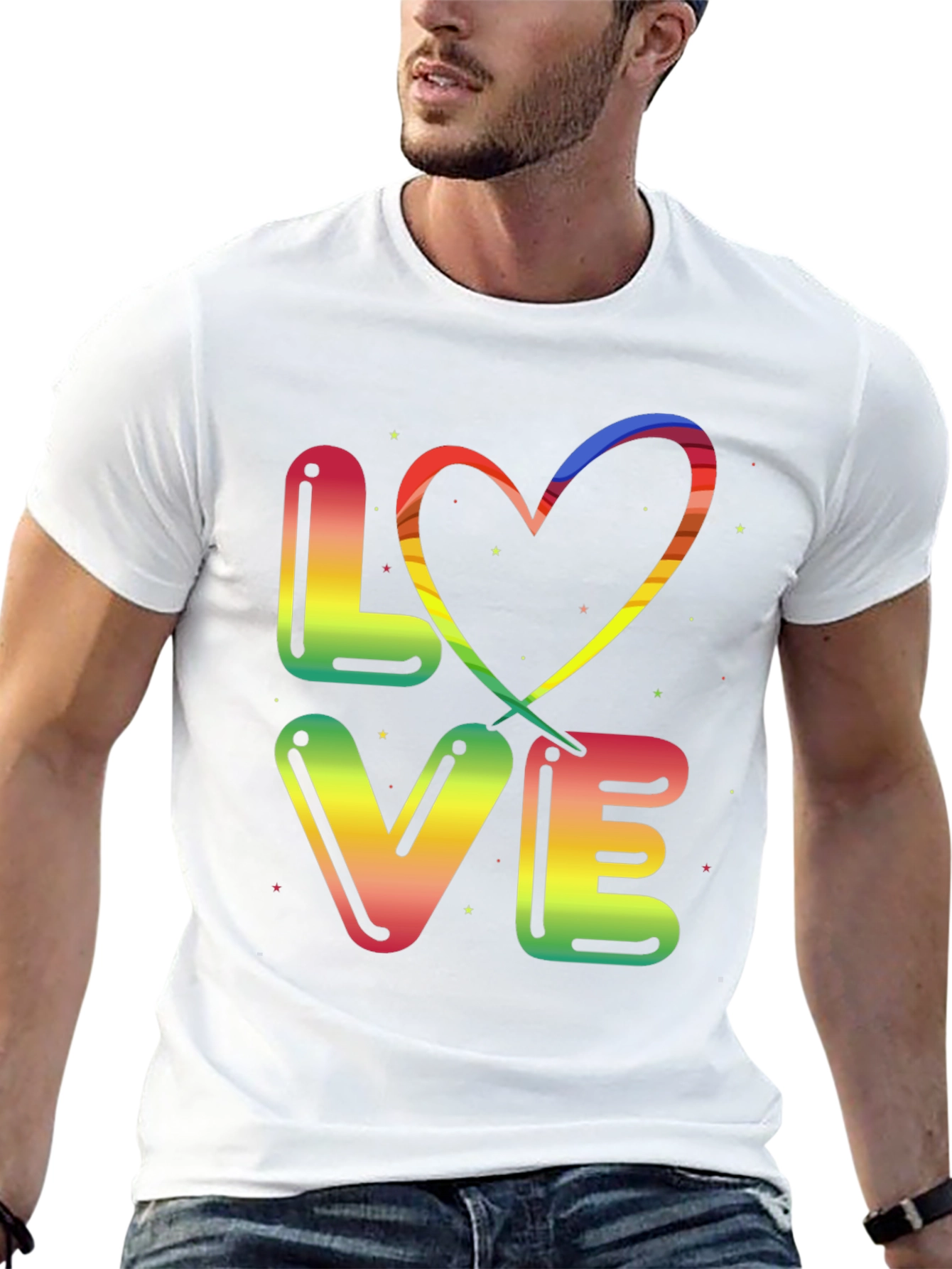 Rainbow LOVE Graphic Black T-Shirt