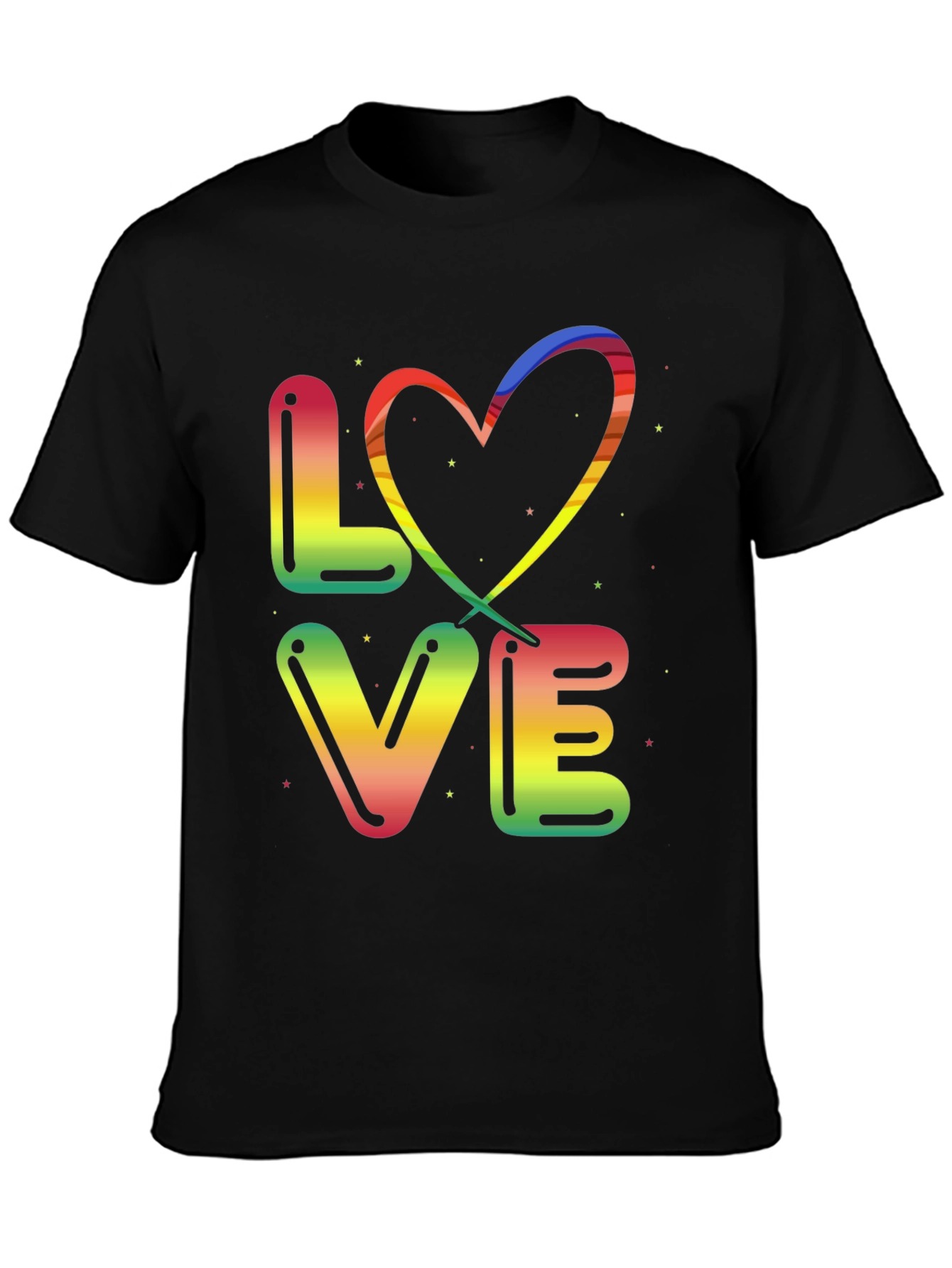 Rainbow LOVE Graphic Black T-Shirt