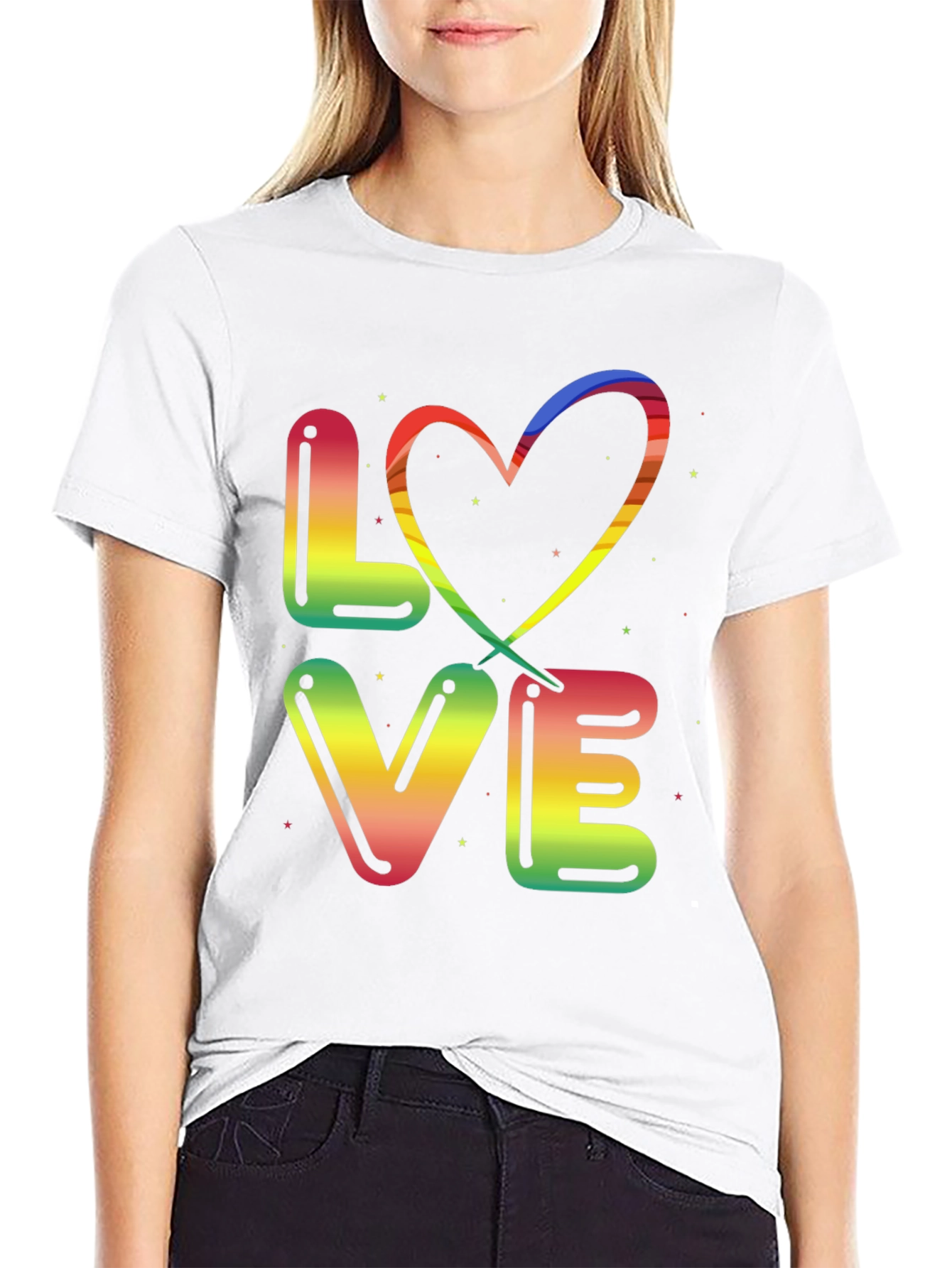 Rainbow LOVE Graphic Black T-Shirt