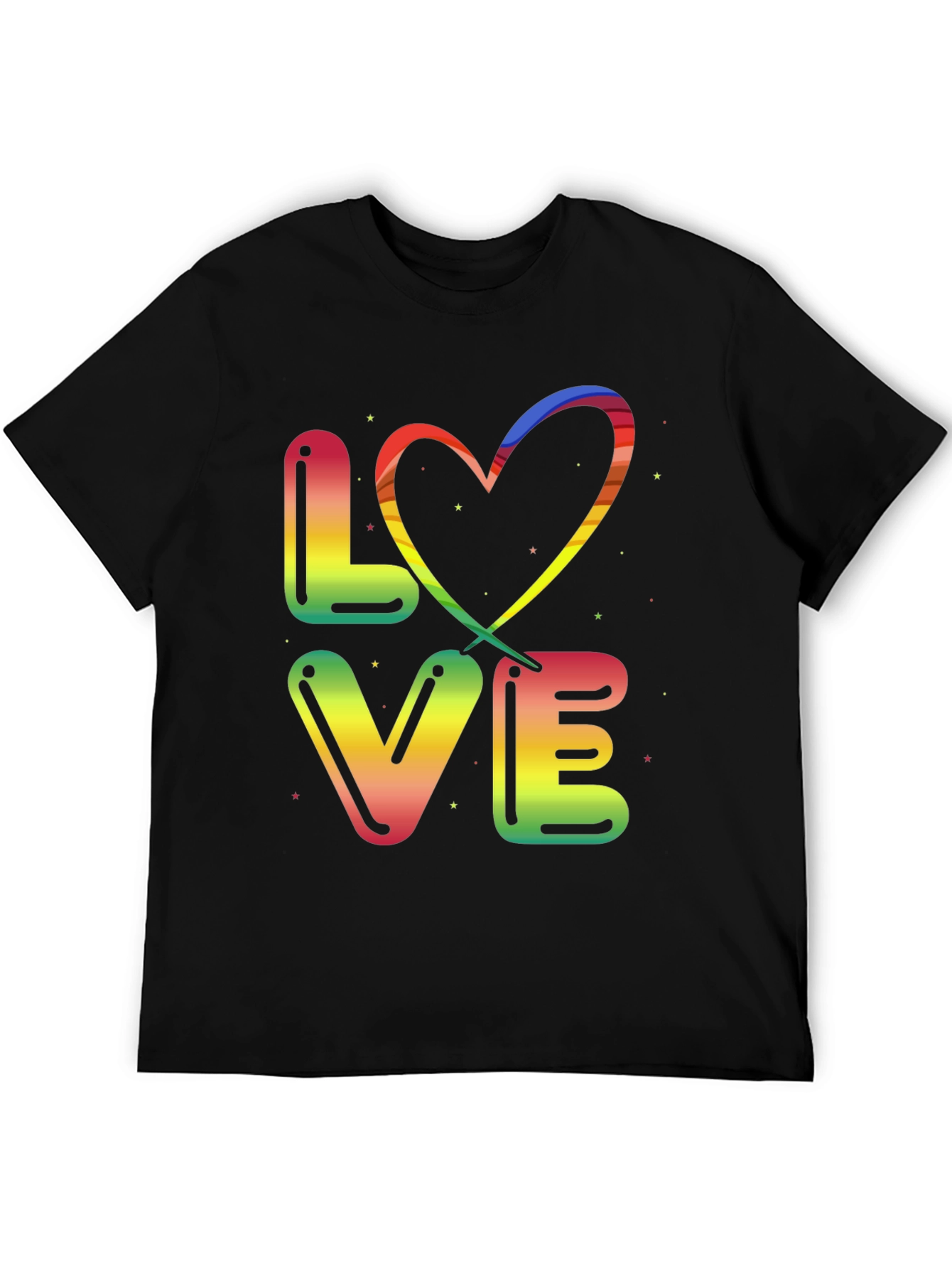 Rainbow LOVE Graphic Black T-Shirt