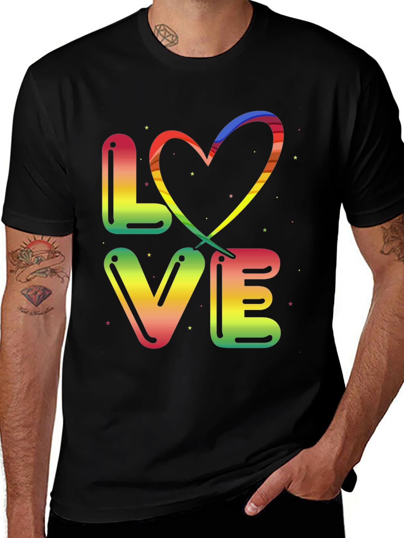 Rainbow LOVE Graphic Black T-Shirt