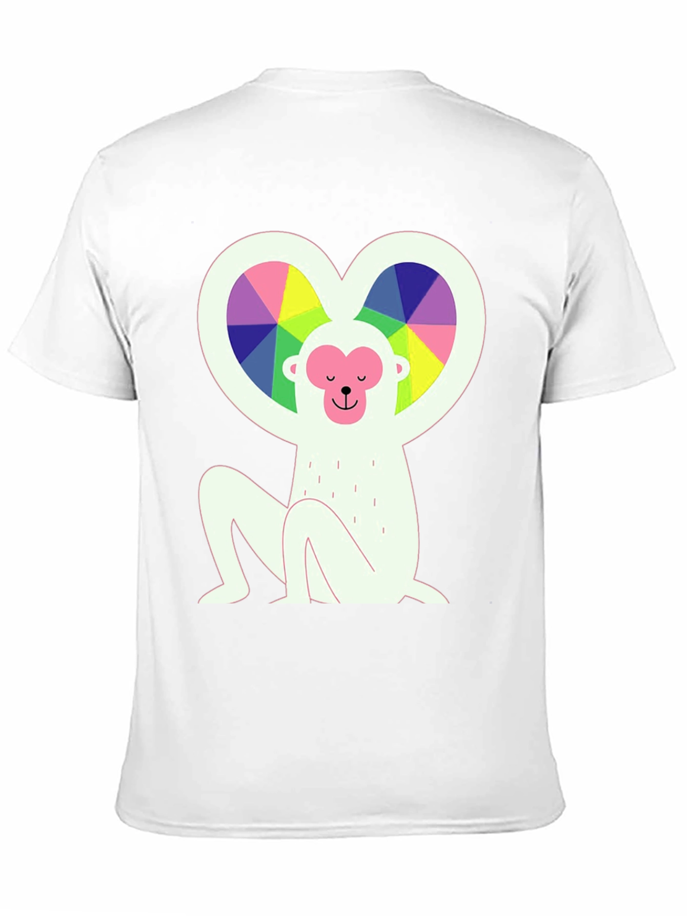 Rainbow Heart Monkey Graphic Tee - Stylish & Unique