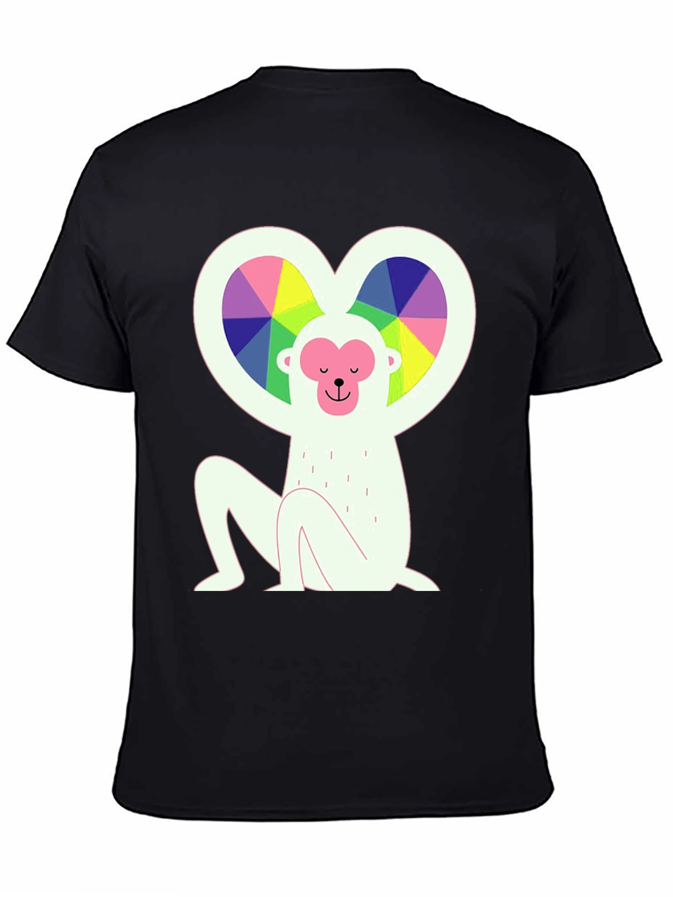 Rainbow Heart Monkey Graphic Tee - Stylish & Unique