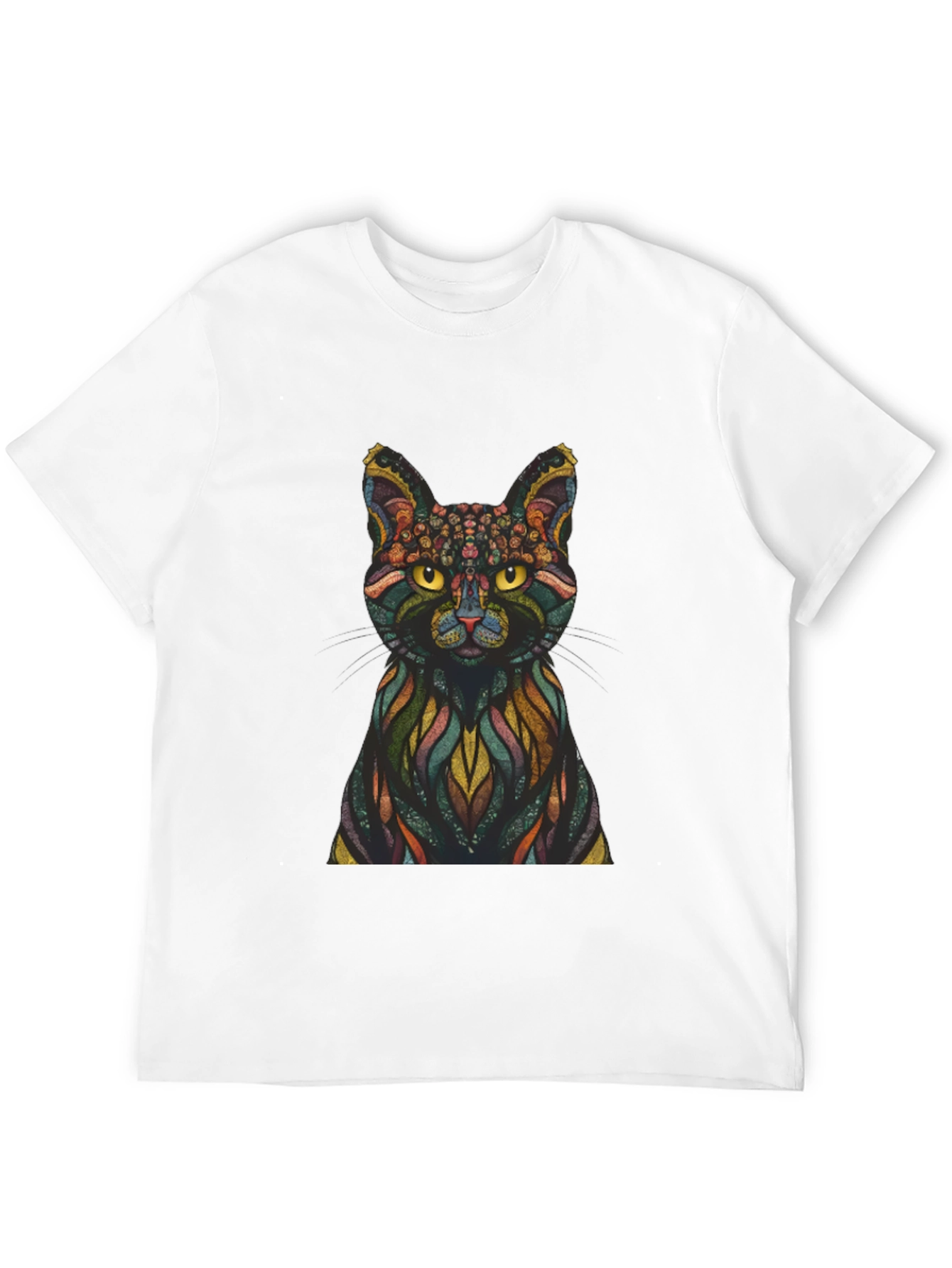 Abstract Cat Graphic Print T-Shirt