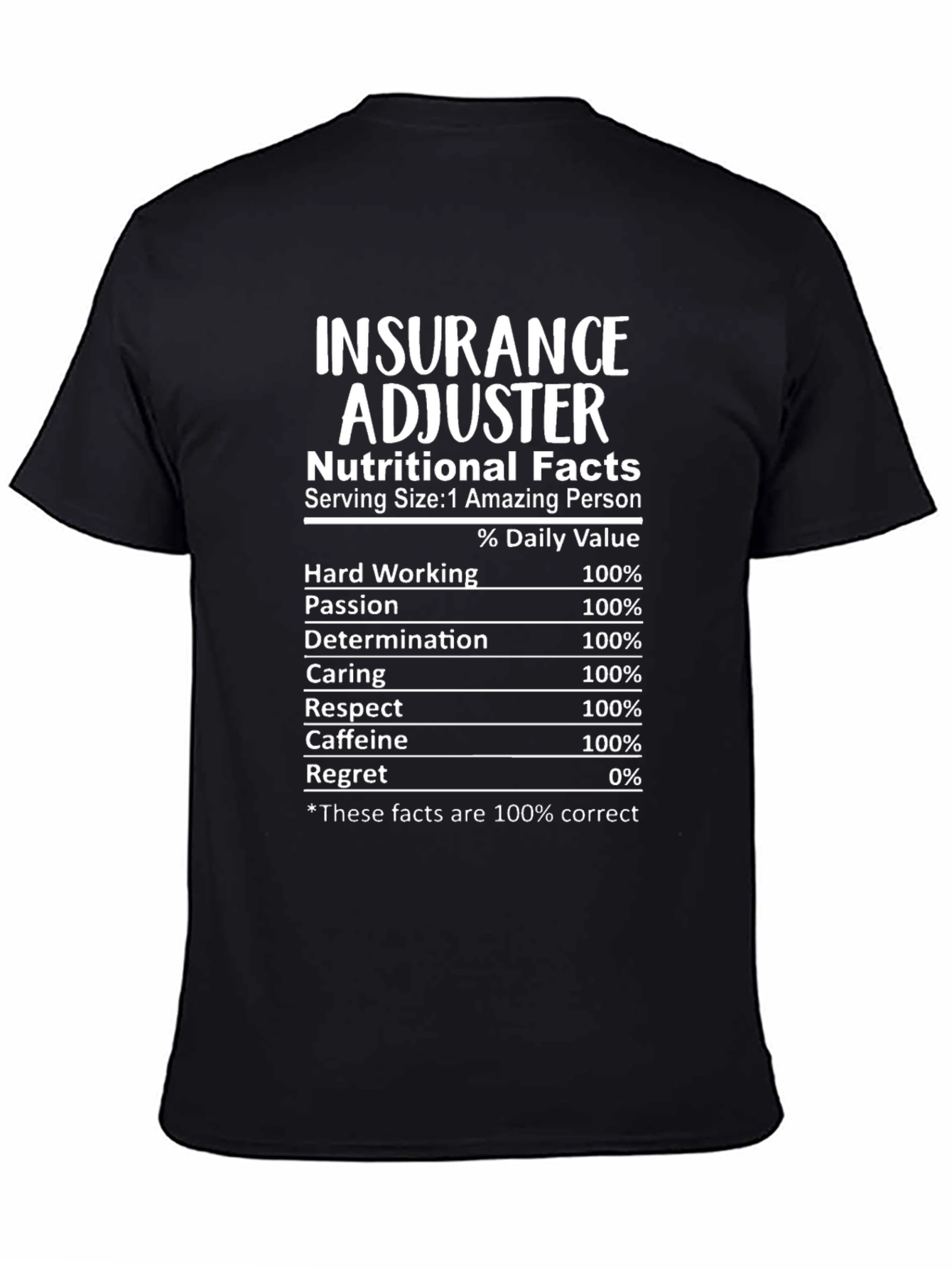 Insurance Adjuster Nutritional Facts T-Shirt