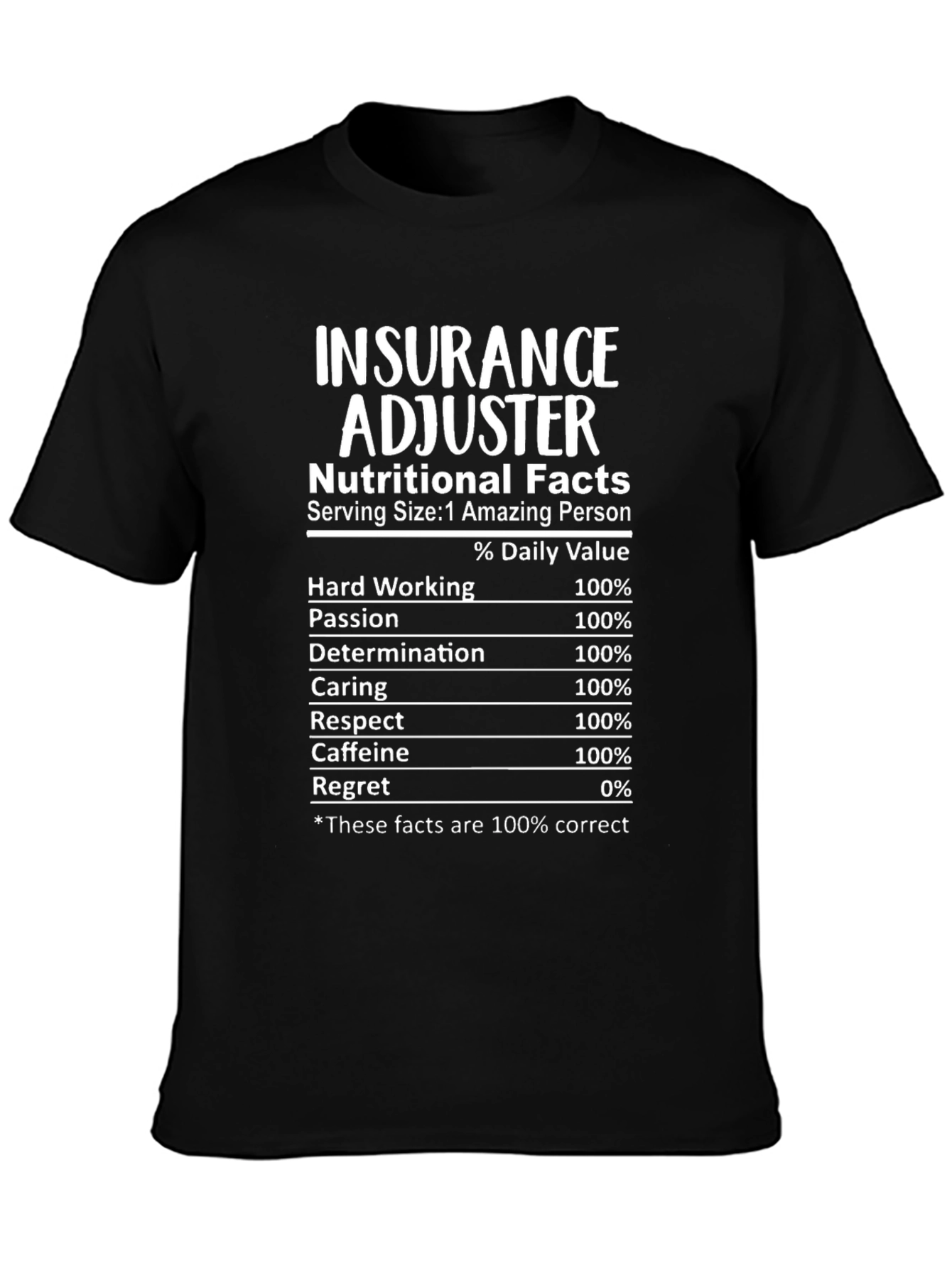 Insurance Adjuster Nutritional Facts T-Shirt