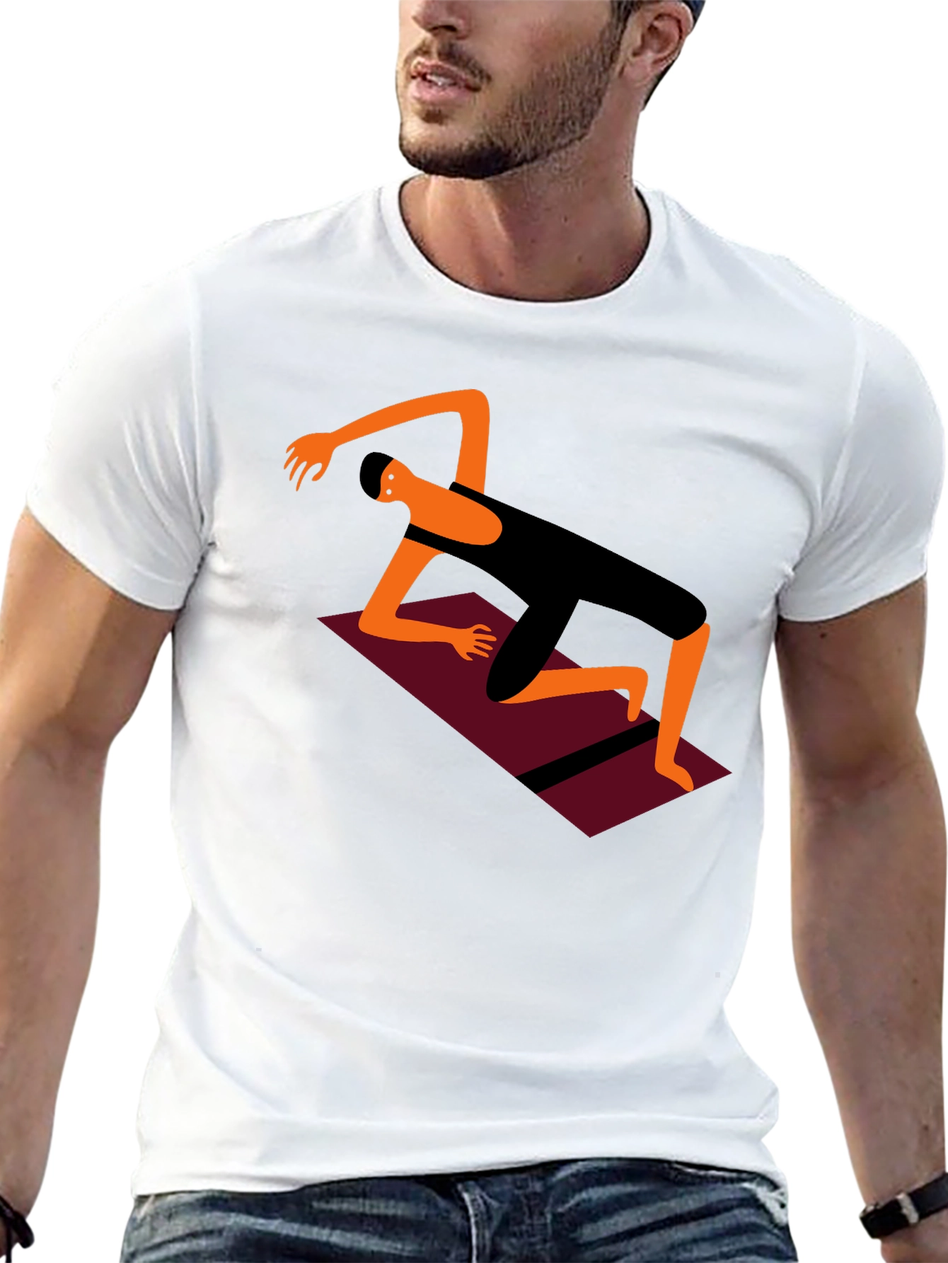 Yoga Pose Graphic Tee - Black Cotton Comfort