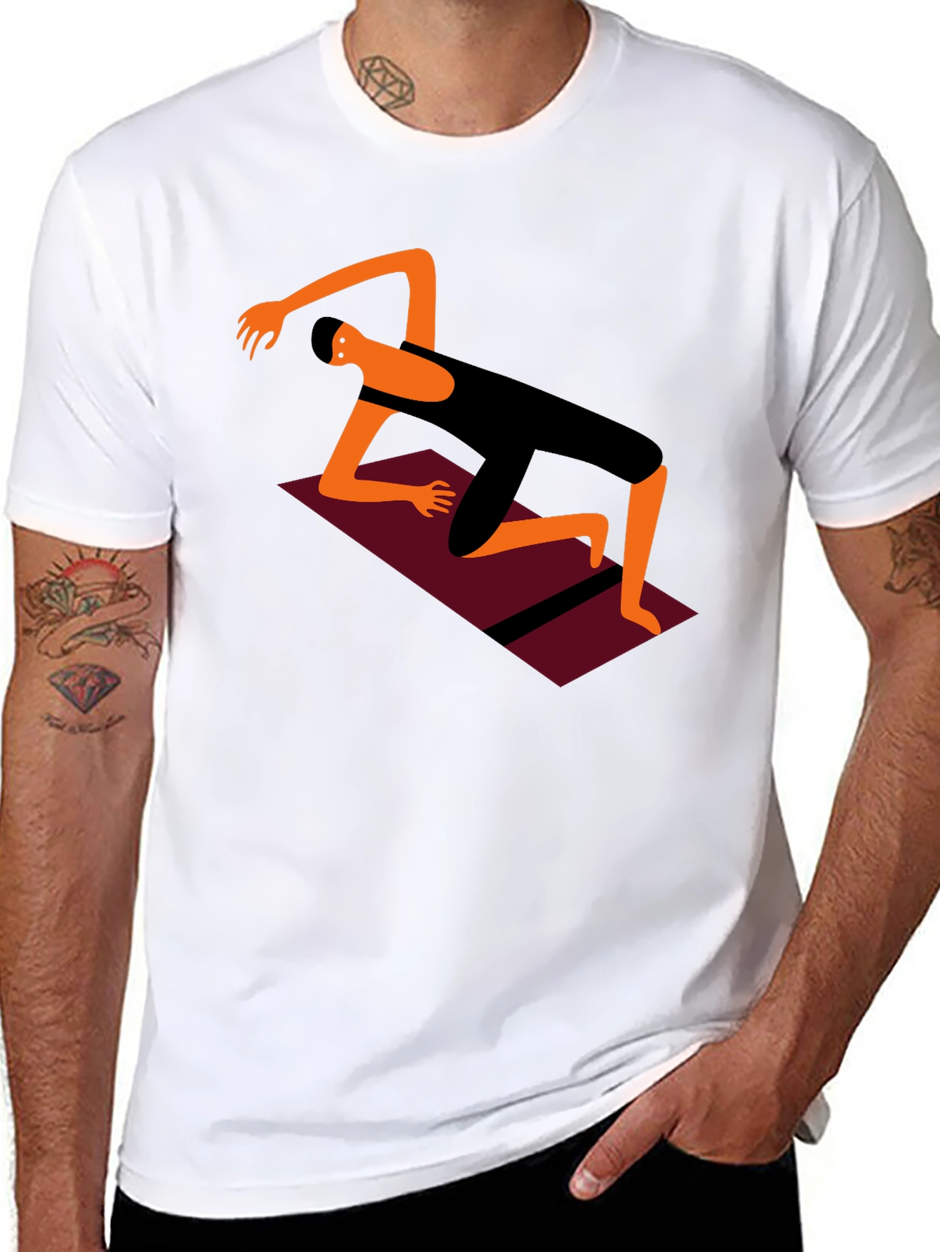 Yoga Pose Graphic Tee - Black Cotton Comfort