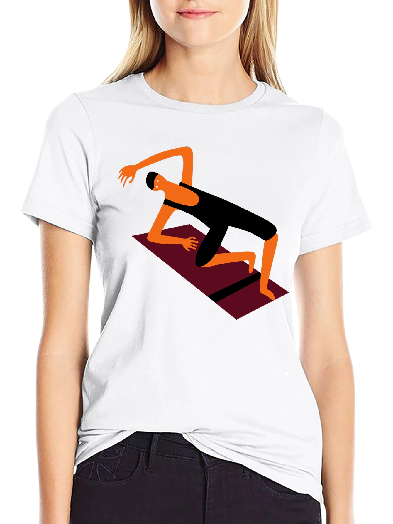 Yoga Pose Graphic Tee - Black Cotton Comfort