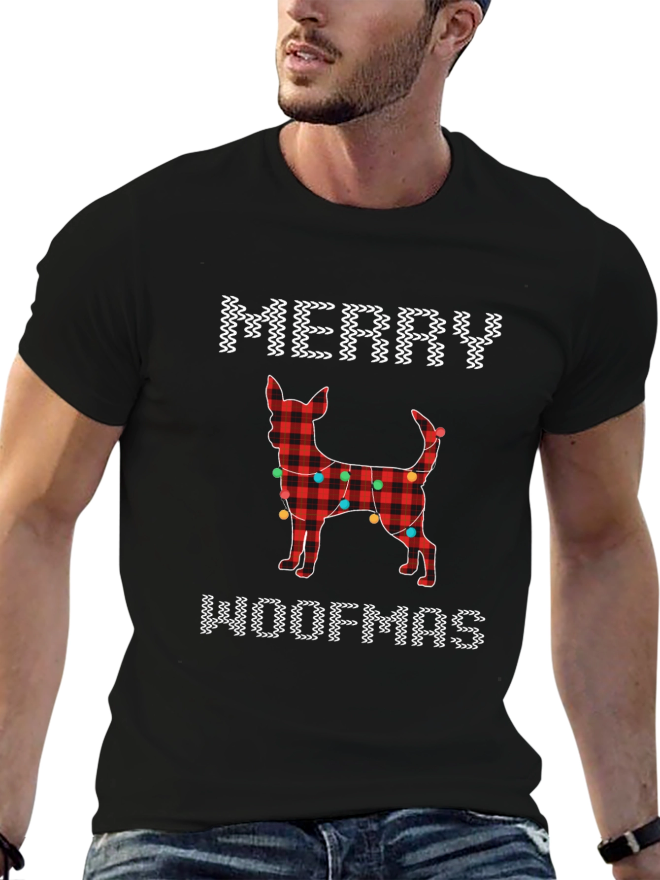 Merry Woofmas T-Shirt Christmas Dog Plaid