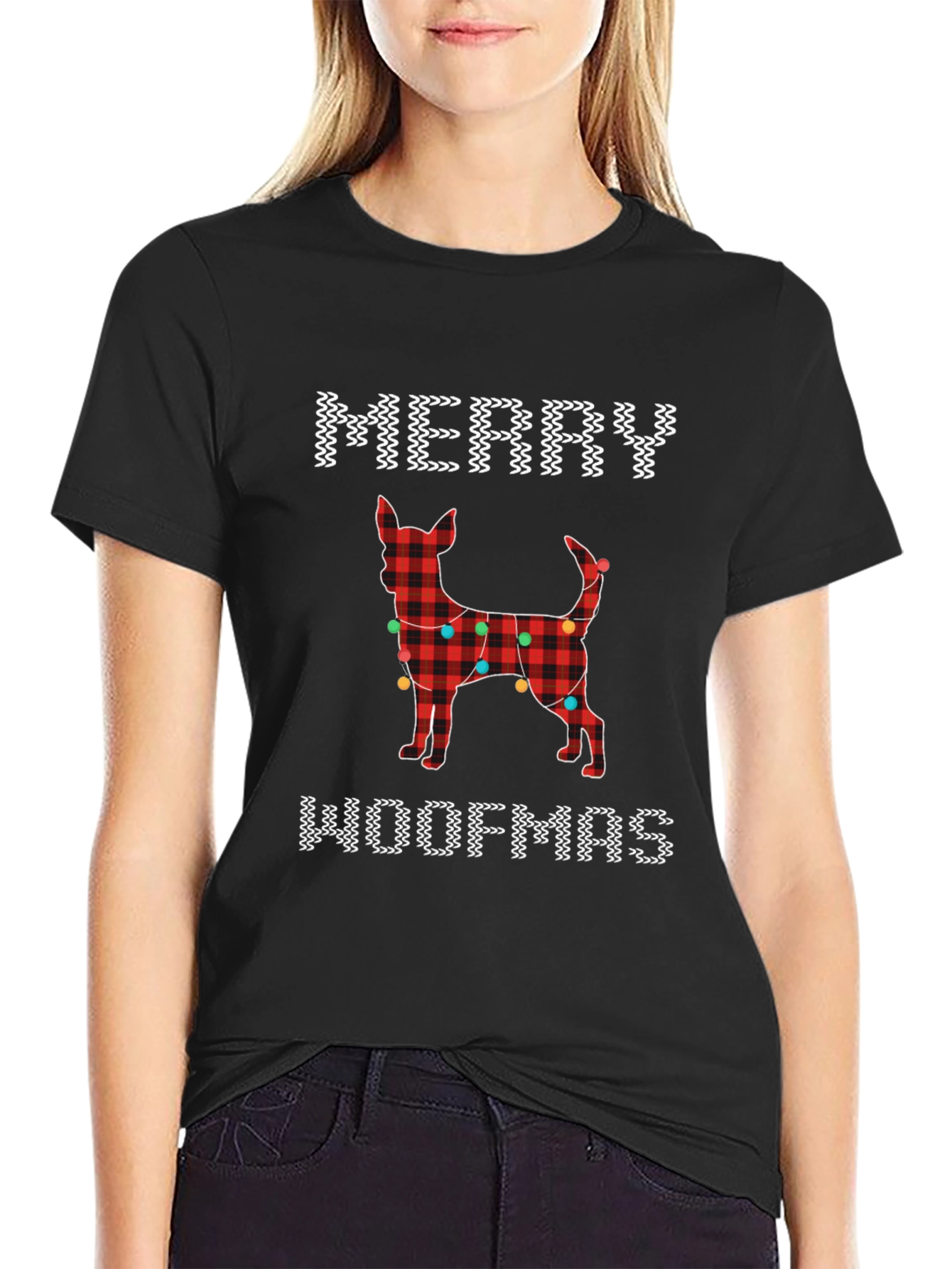Merry Woofmas T-Shirt Christmas Dog Plaid