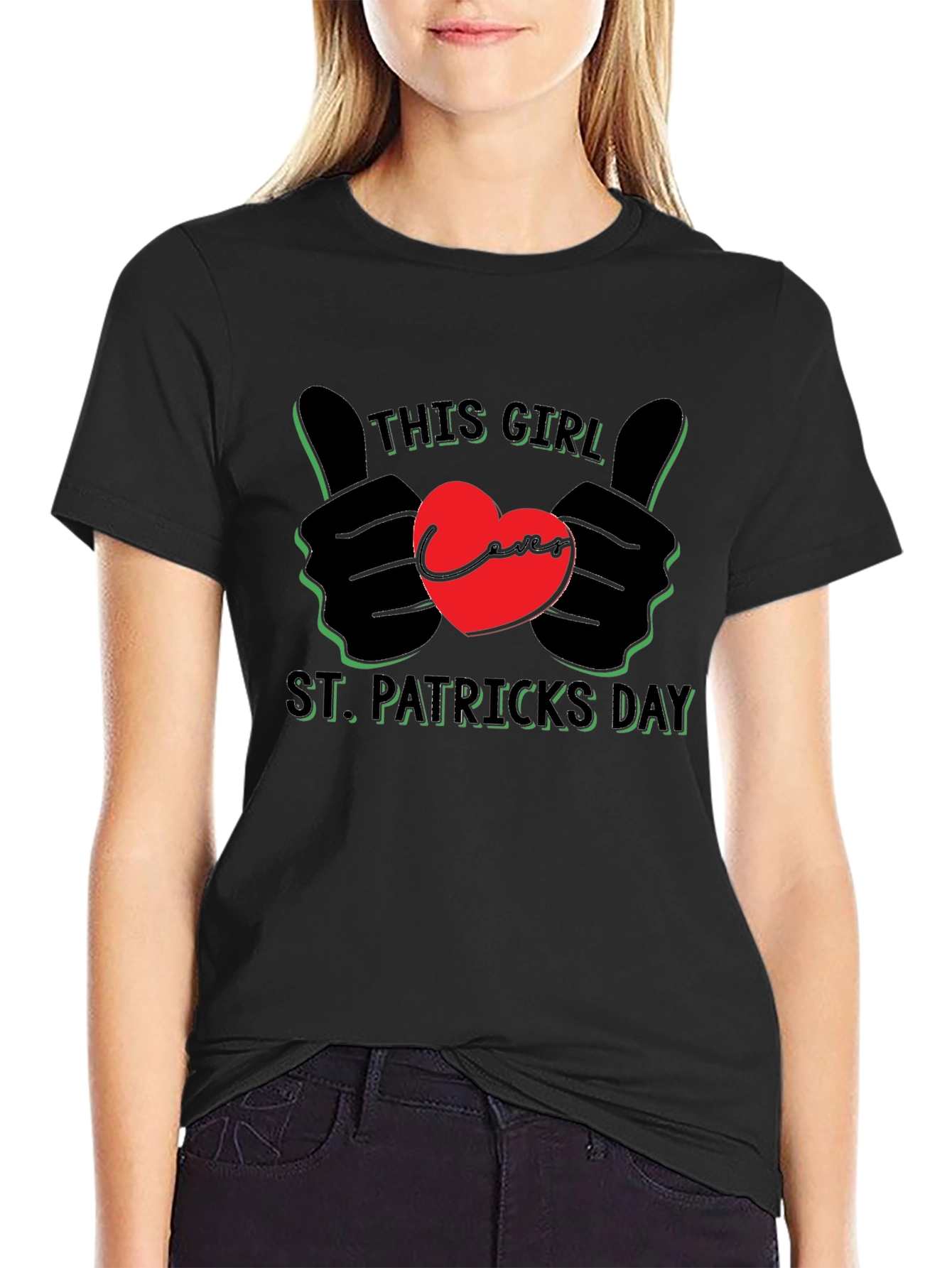 St. Patricks Day Girl T-Shirt - Black