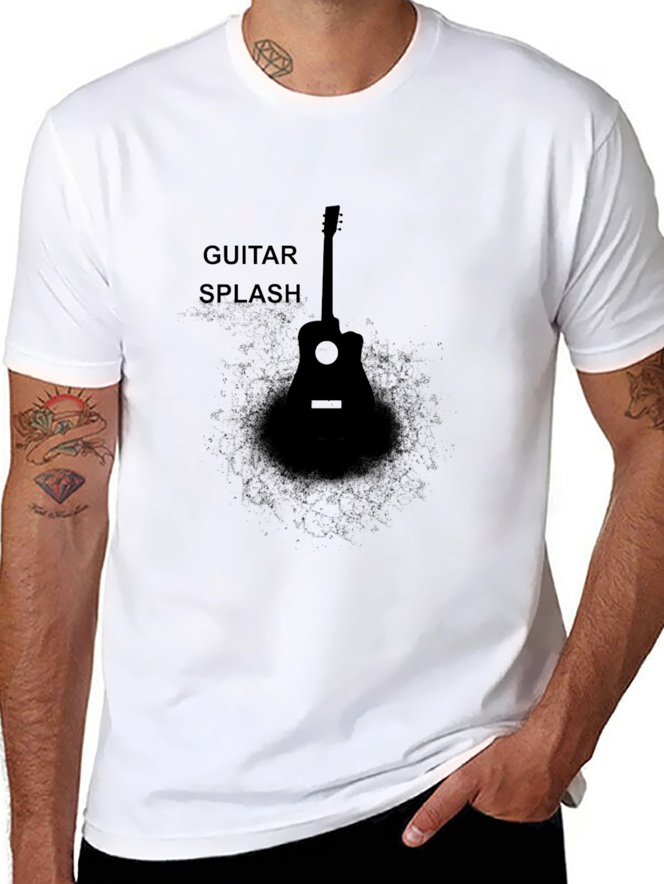 Guitar Splash Graphic T-Shirt - Black