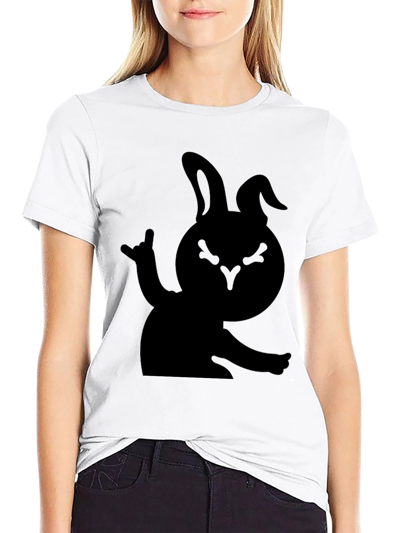 Rock On Bunny T-Shirt - Black Graphic Tee