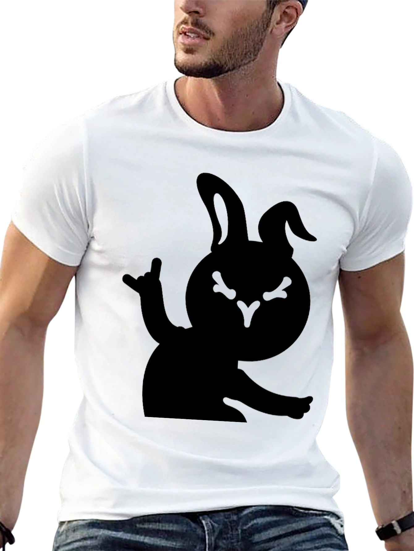 Rock On Bunny T-Shirt - Black Graphic Tee