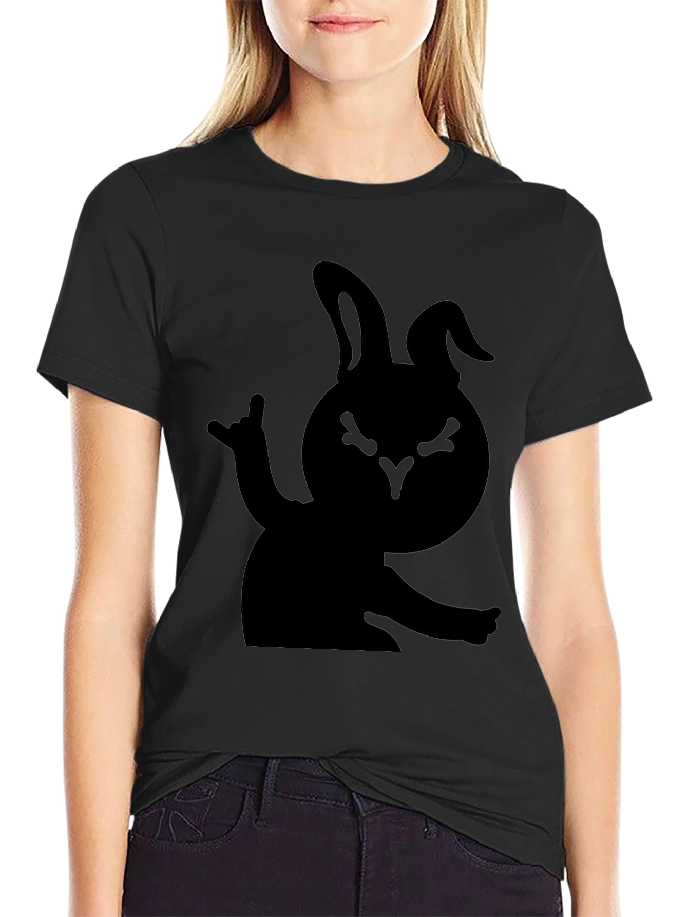 Rock On Bunny T-Shirt - Black Graphic Tee