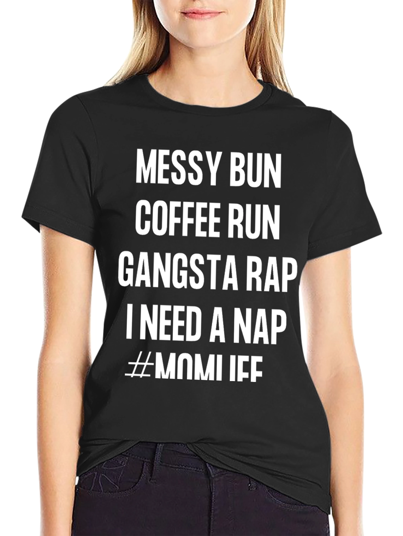Messy Bun Coffee Gangsta T-Shirt - Mom Life Tee