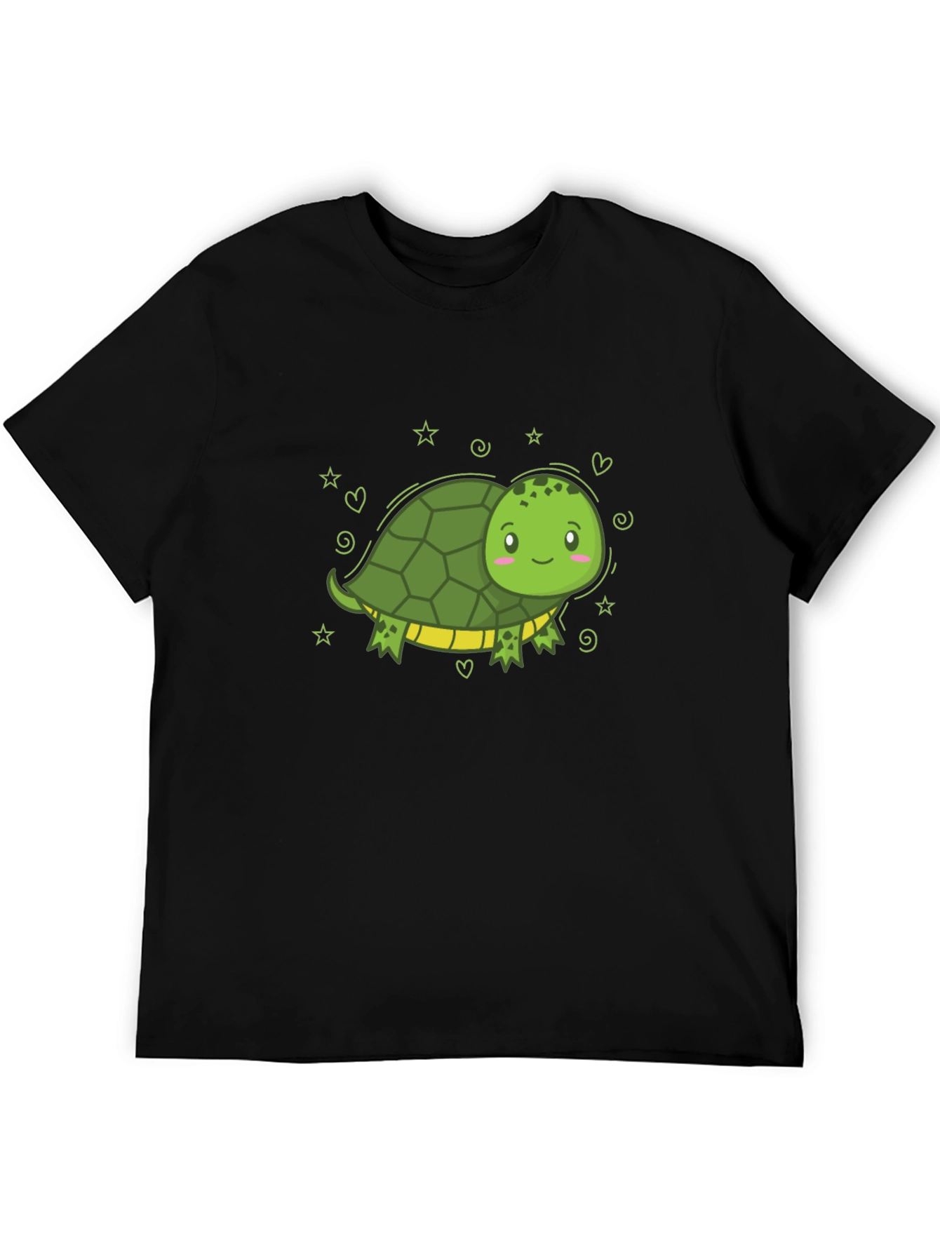 Cute Cartoon Turtle Black T-Shirt