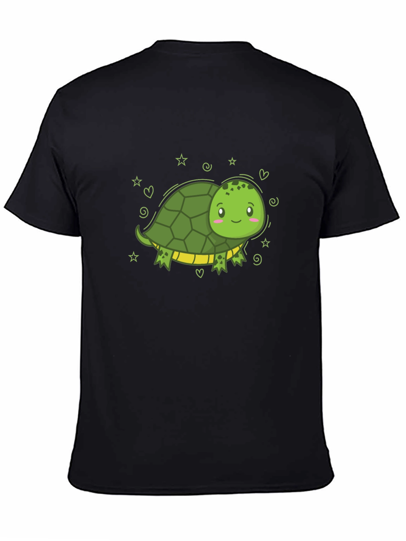 Cute Cartoon Turtle Black T-Shirt