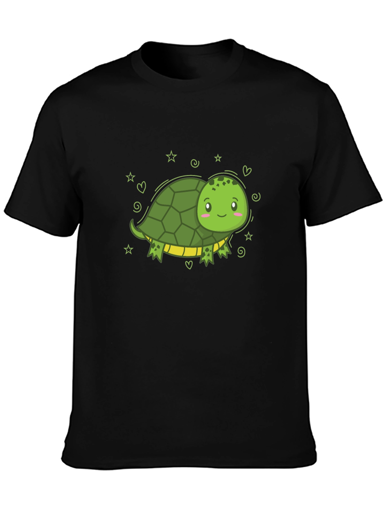Cute Cartoon Turtle Black T-Shirt