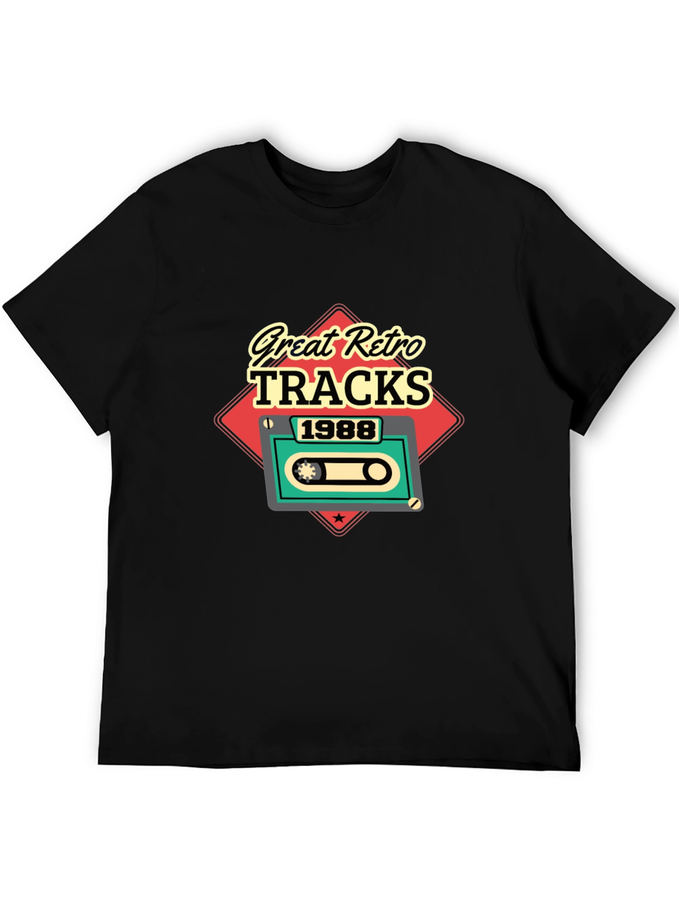 Retro Tracks 1988 Black Graphic T-Shirt