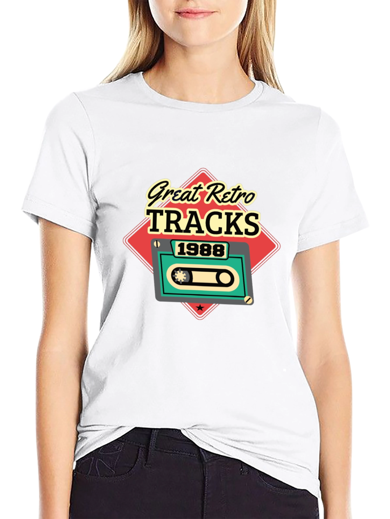 Retro Tracks 1988 Black Graphic T-Shirt