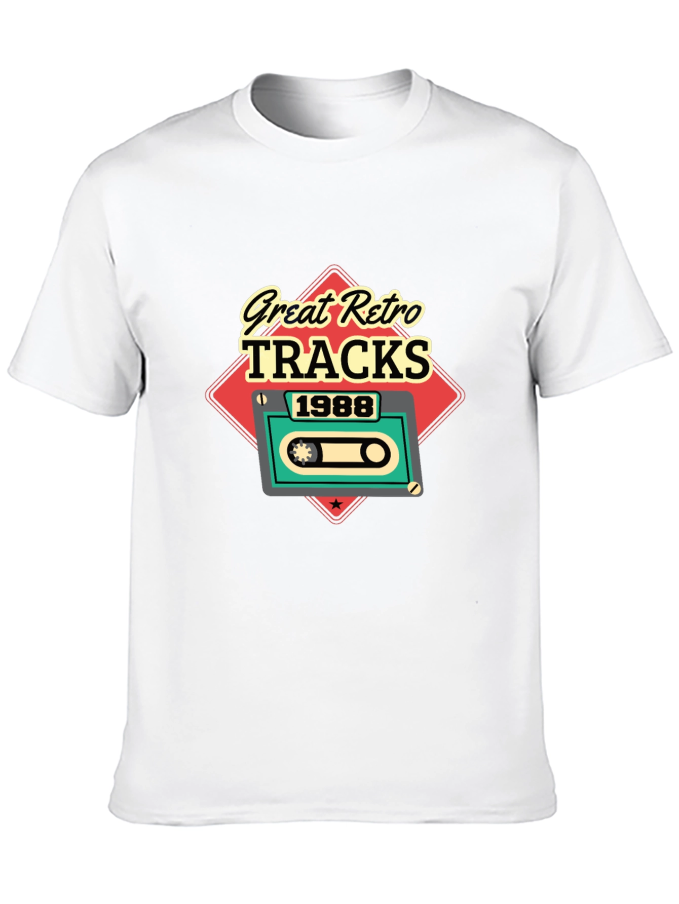 Retro Tracks 1988 Black Graphic T-Shirt