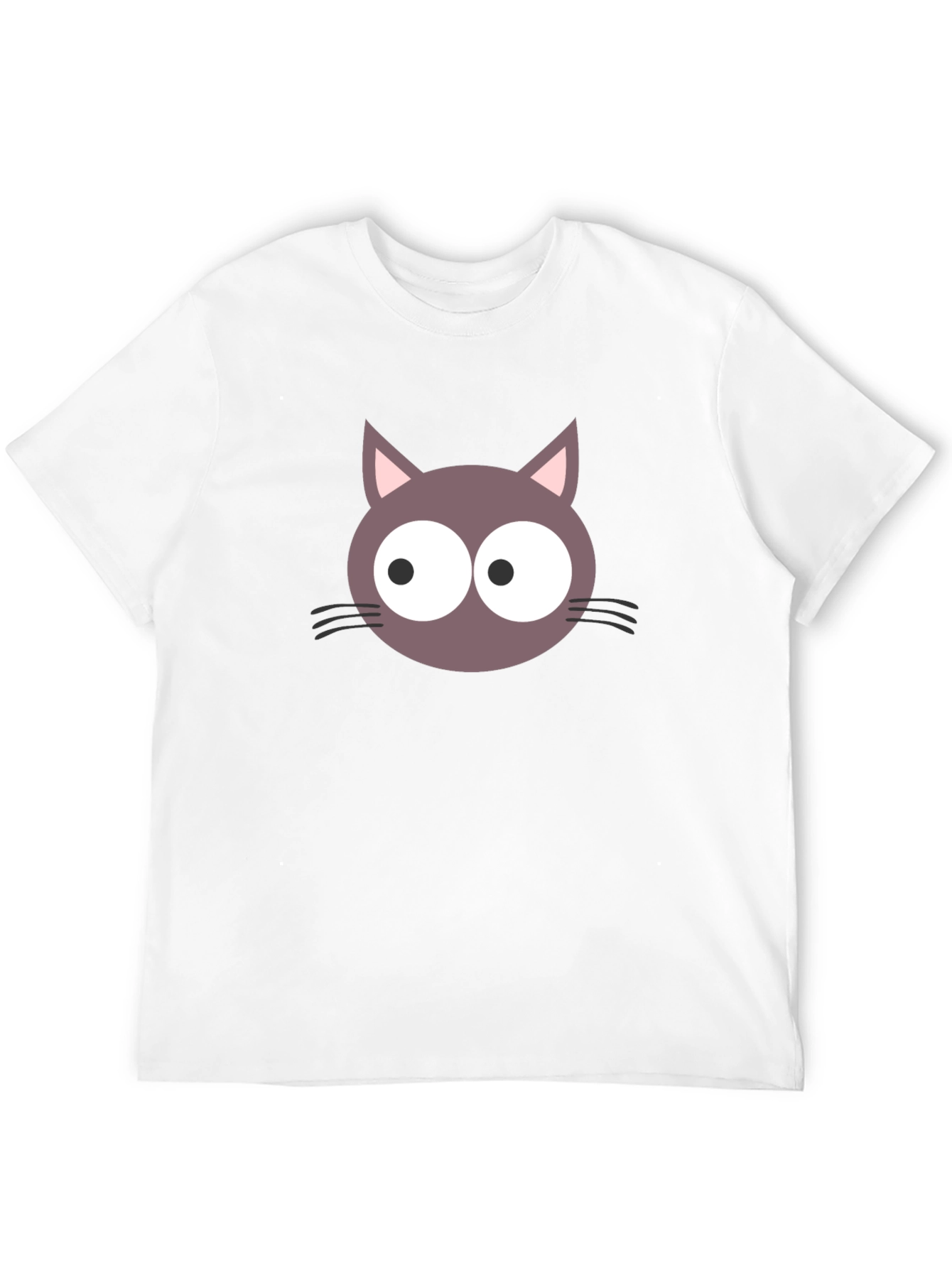Cartoon Cat Face Graphic T-Shirt - Black