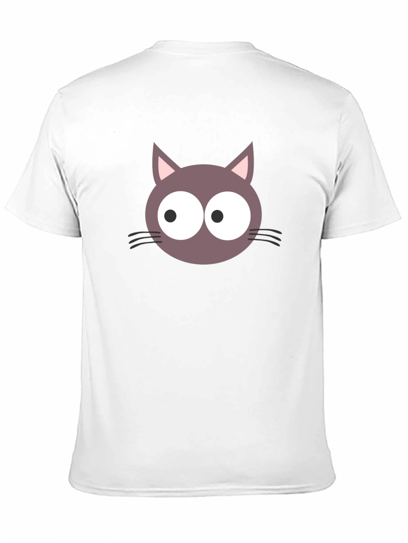 Cartoon Cat Face Graphic T-Shirt - Black