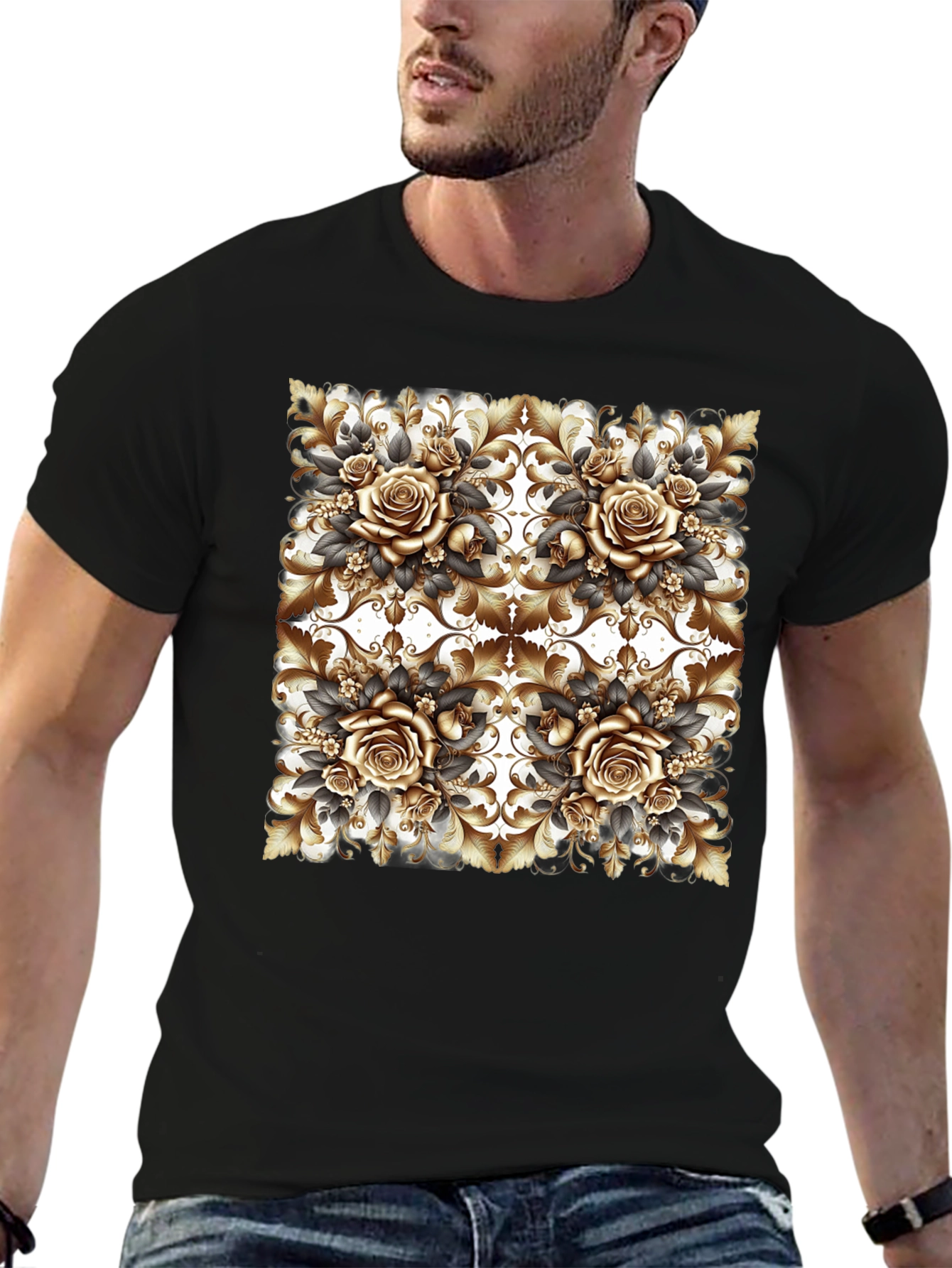 Floral Rose Patterned T-Shirt