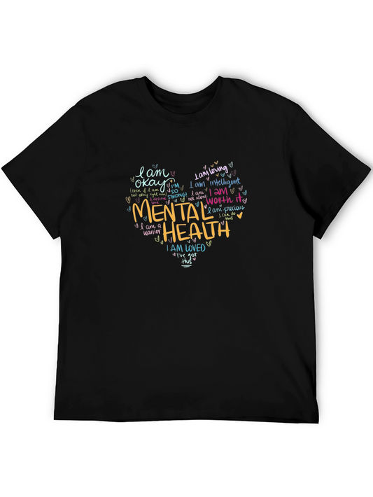 Mental Health Awareness Black T-Shirt - Heart Design