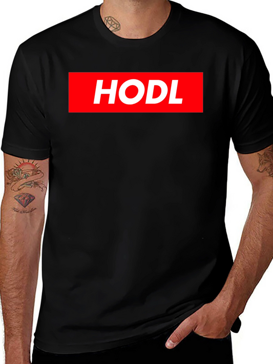HODL Crypto T-Shirt - Red Box Logo Design