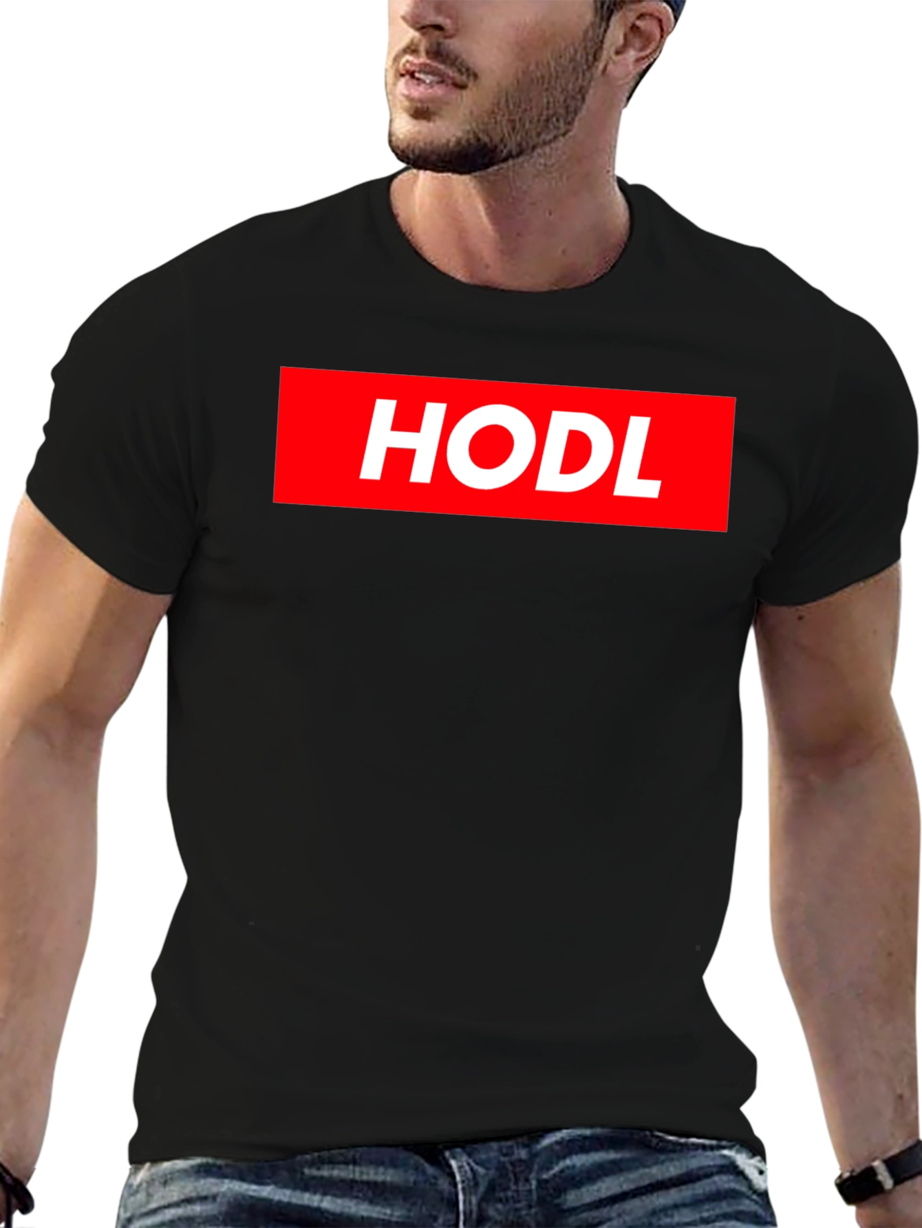 HODL Crypto T-Shirt - Red Box Logo Design