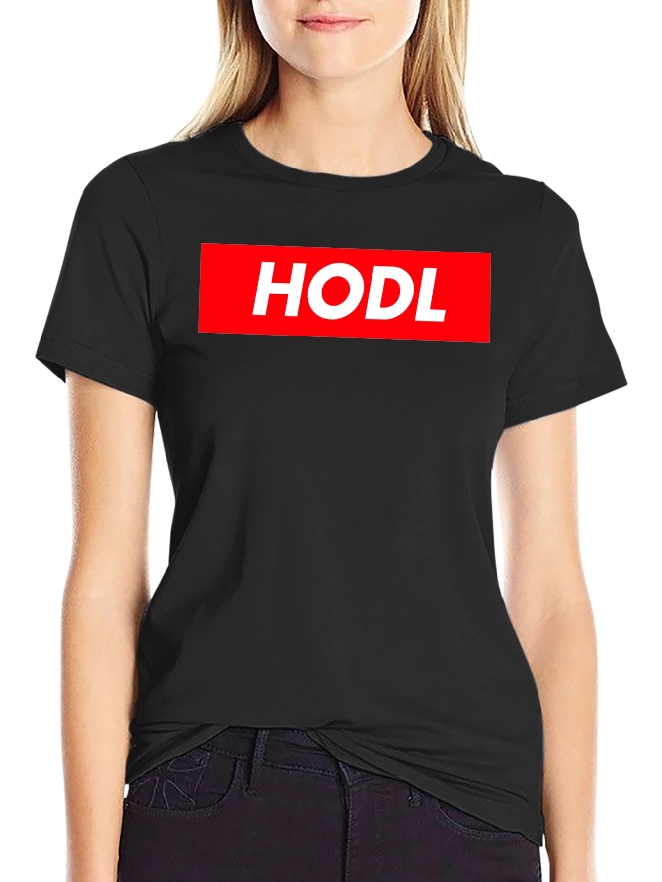 HODL Crypto T-Shirt - Red Box Logo Design