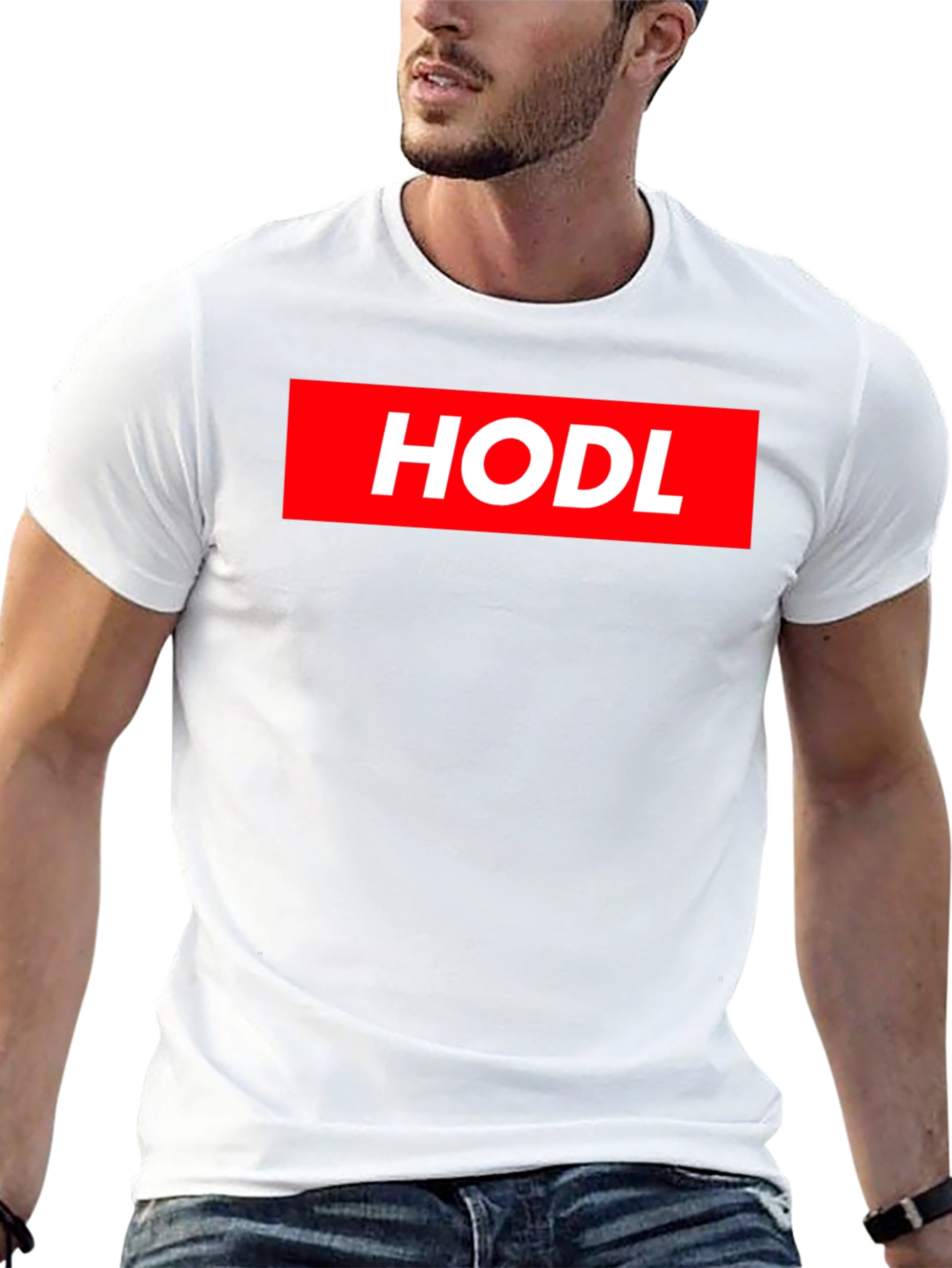 HODL Crypto T-Shirt - Red Box Logo Design