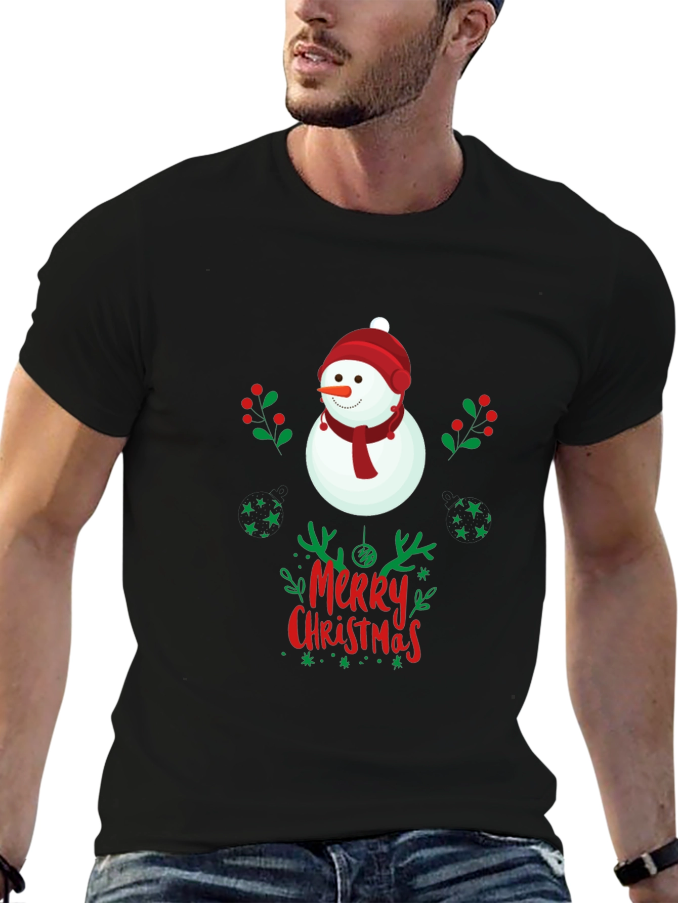 Merry Christmas Snowman Graphic Tee