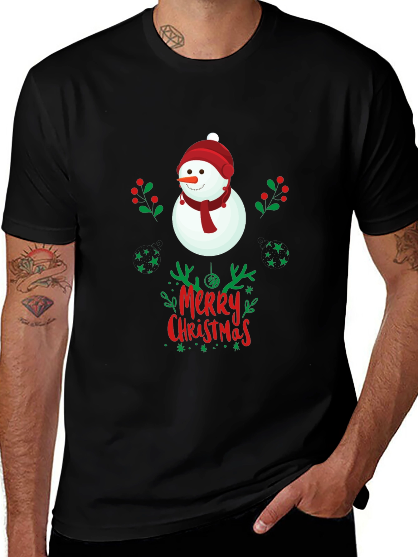 Merry Christmas Snowman Graphic Tee