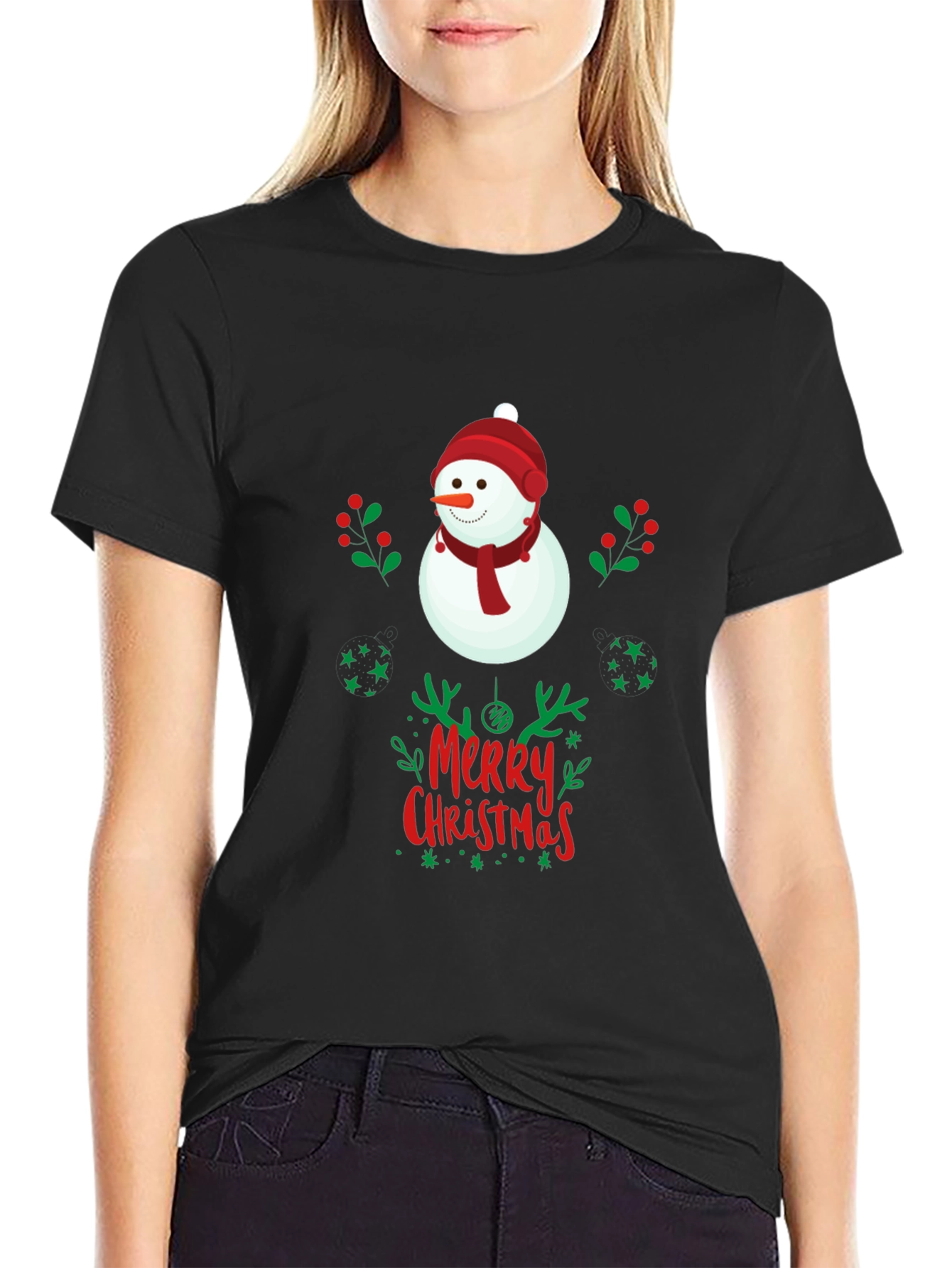 Merry Christmas Snowman Graphic Tee
