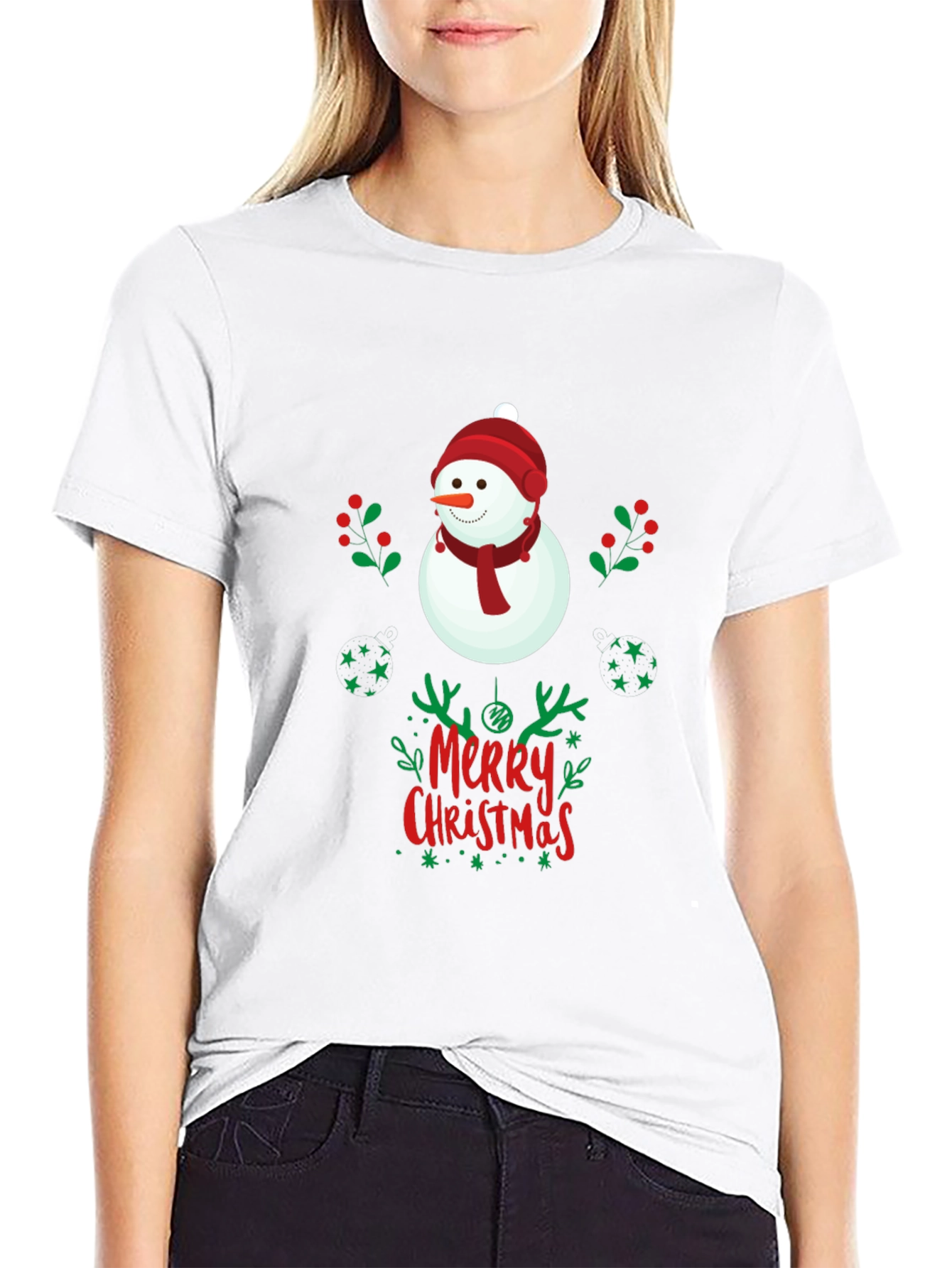 Merry Christmas Snowman Graphic Tee