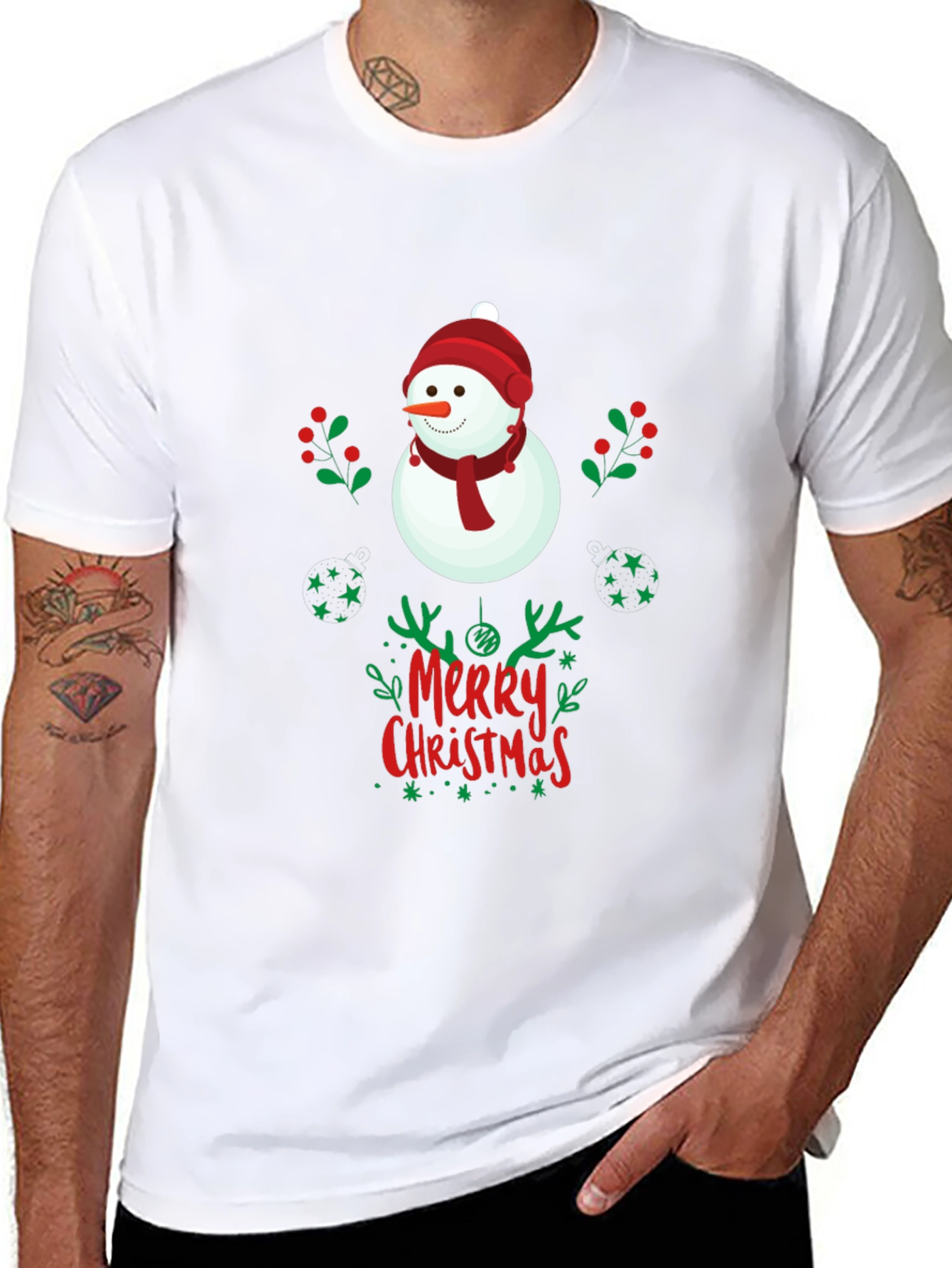 Merry Christmas Snowman Graphic Tee