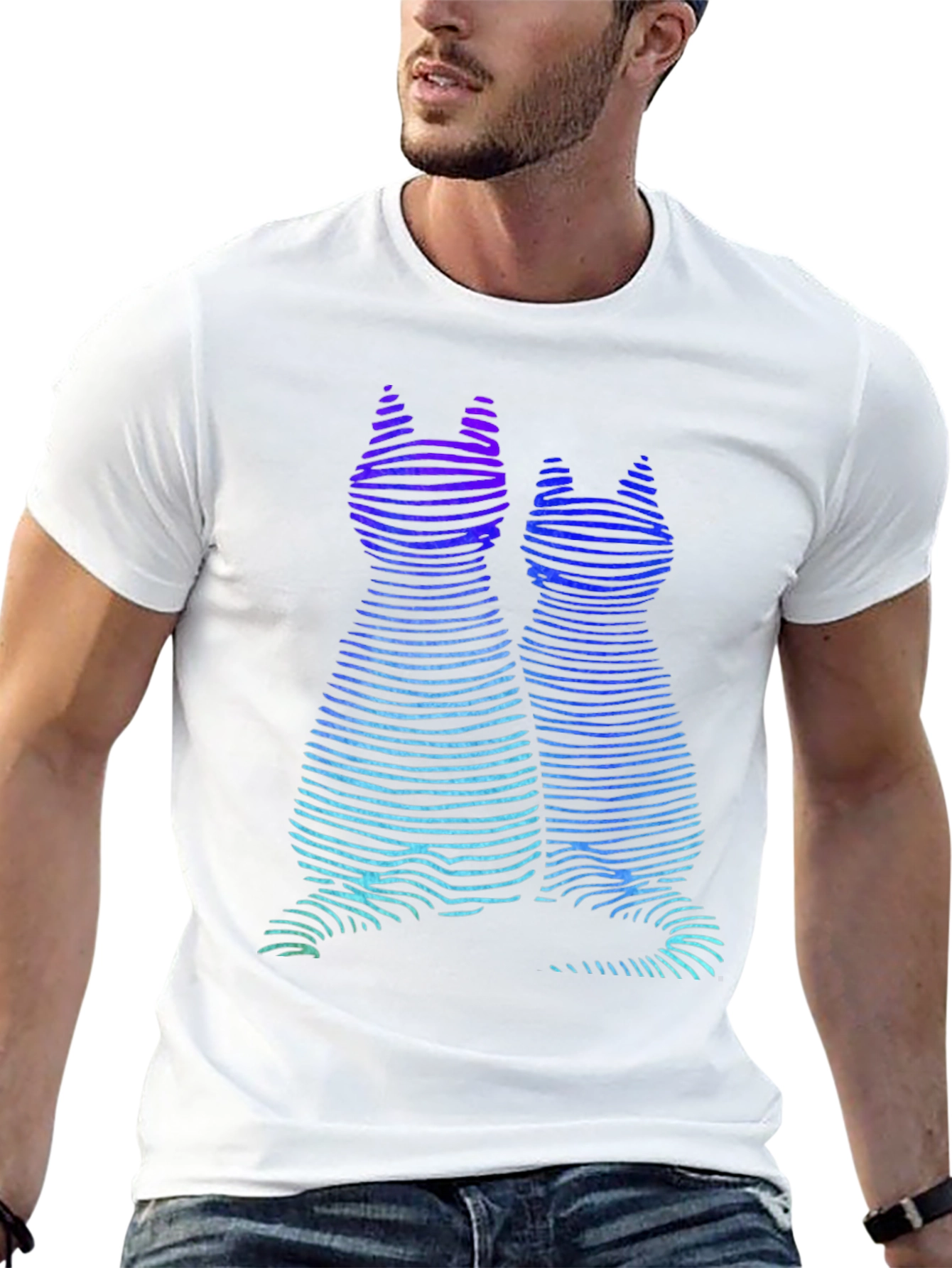 Abstract Cat Silhouette Graphic Tee
