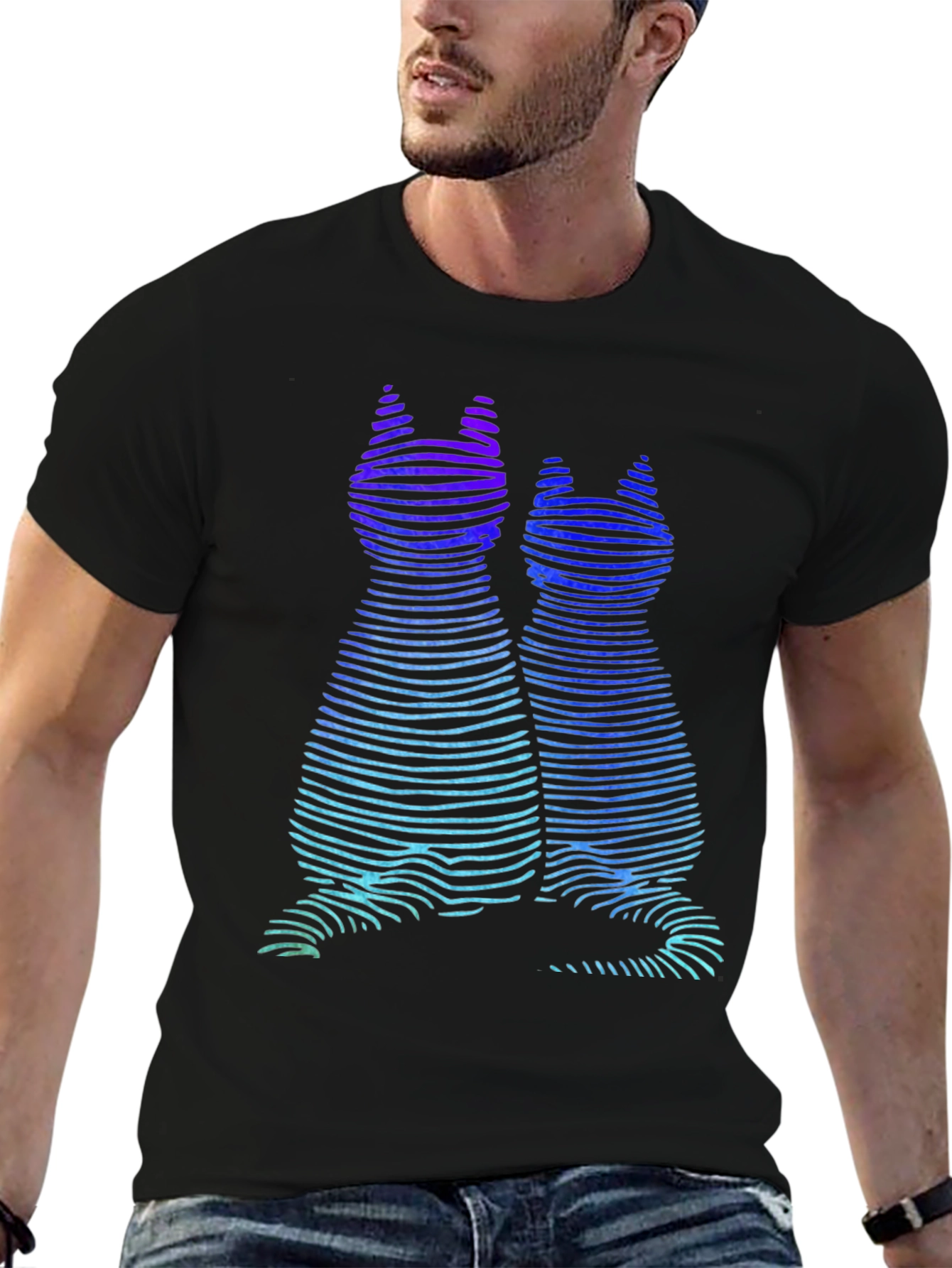 Abstract Cat Silhouette Graphic Tee