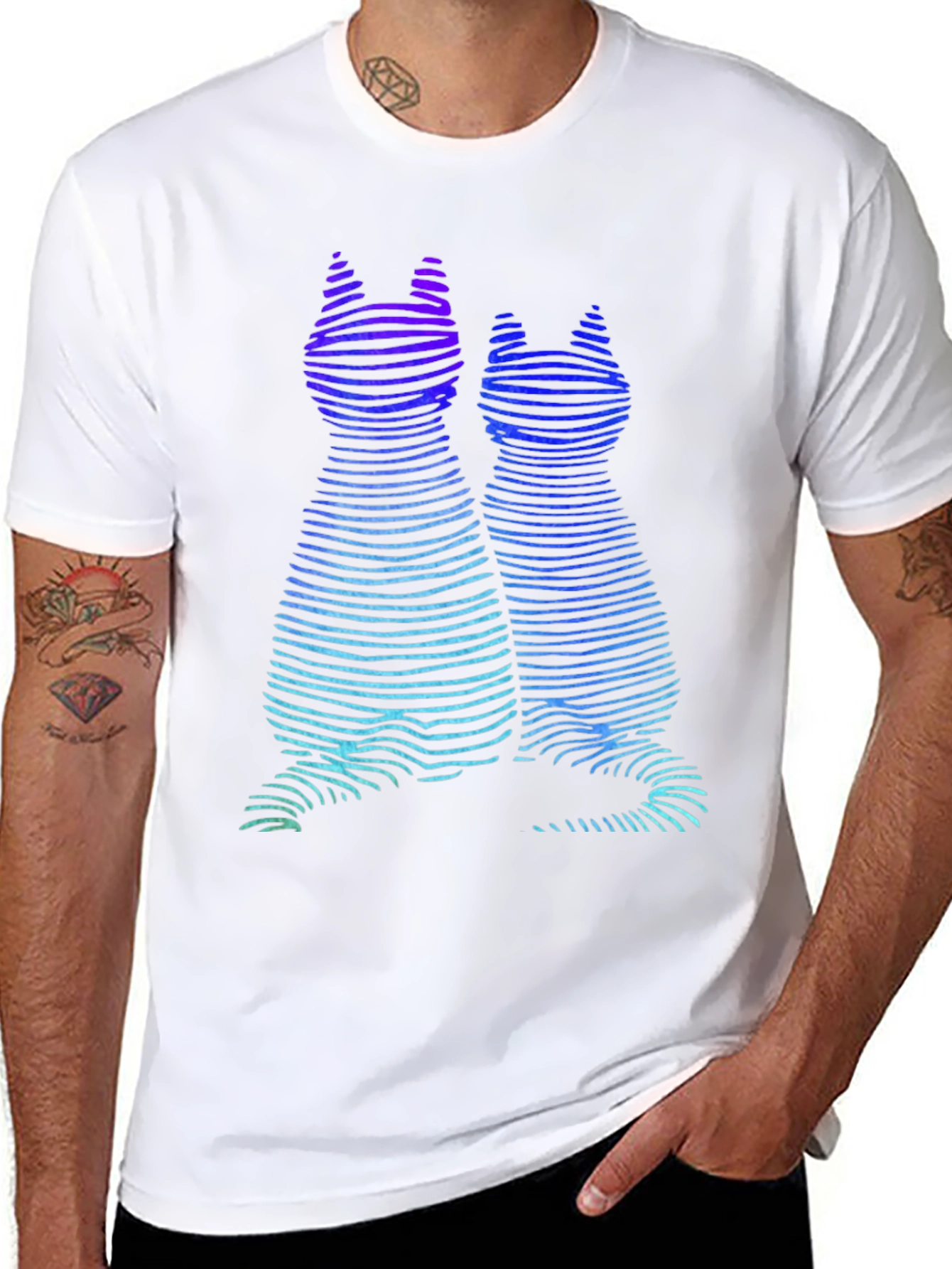 Abstract Cat Silhouette Graphic Tee