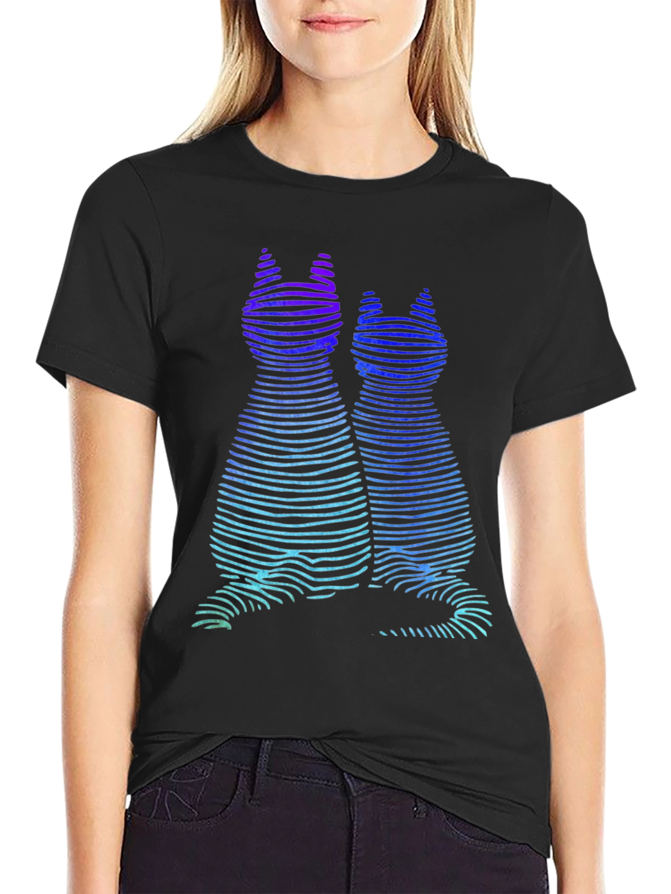 Abstract Cat Silhouette Graphic Tee