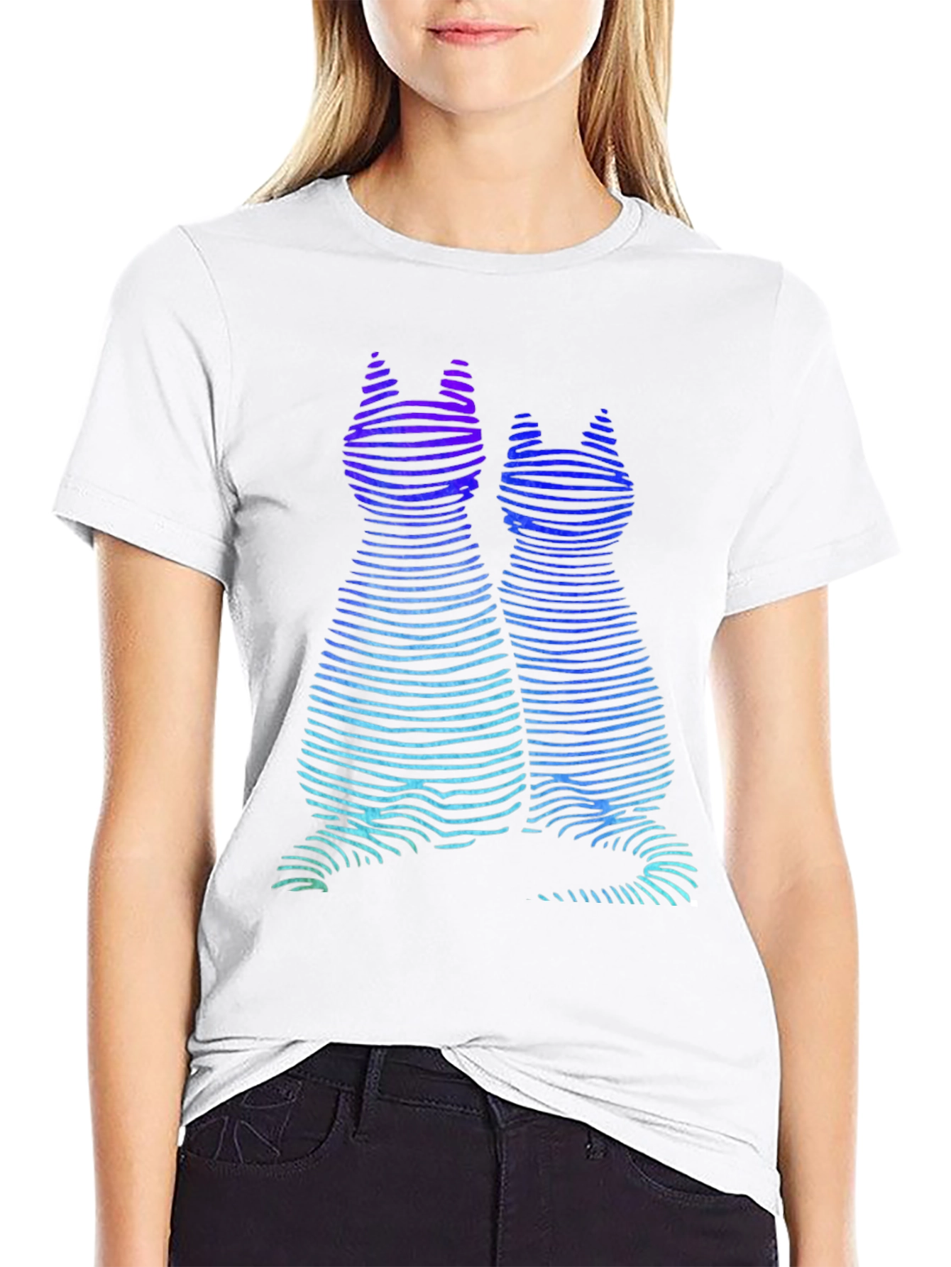 Abstract Cat Silhouette Graphic Tee