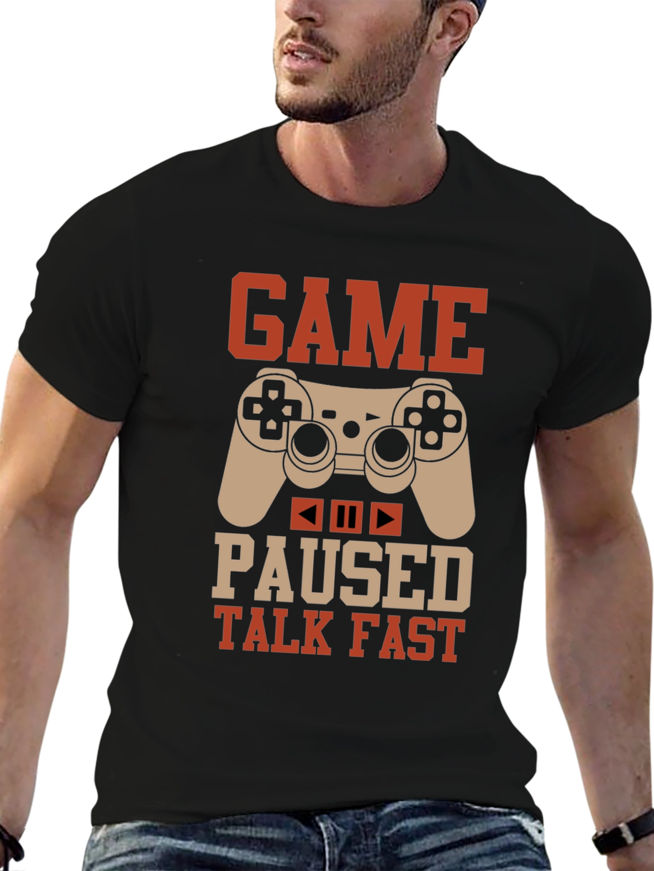 Game Paused Talk Fast Black Gaming T-Shirt
