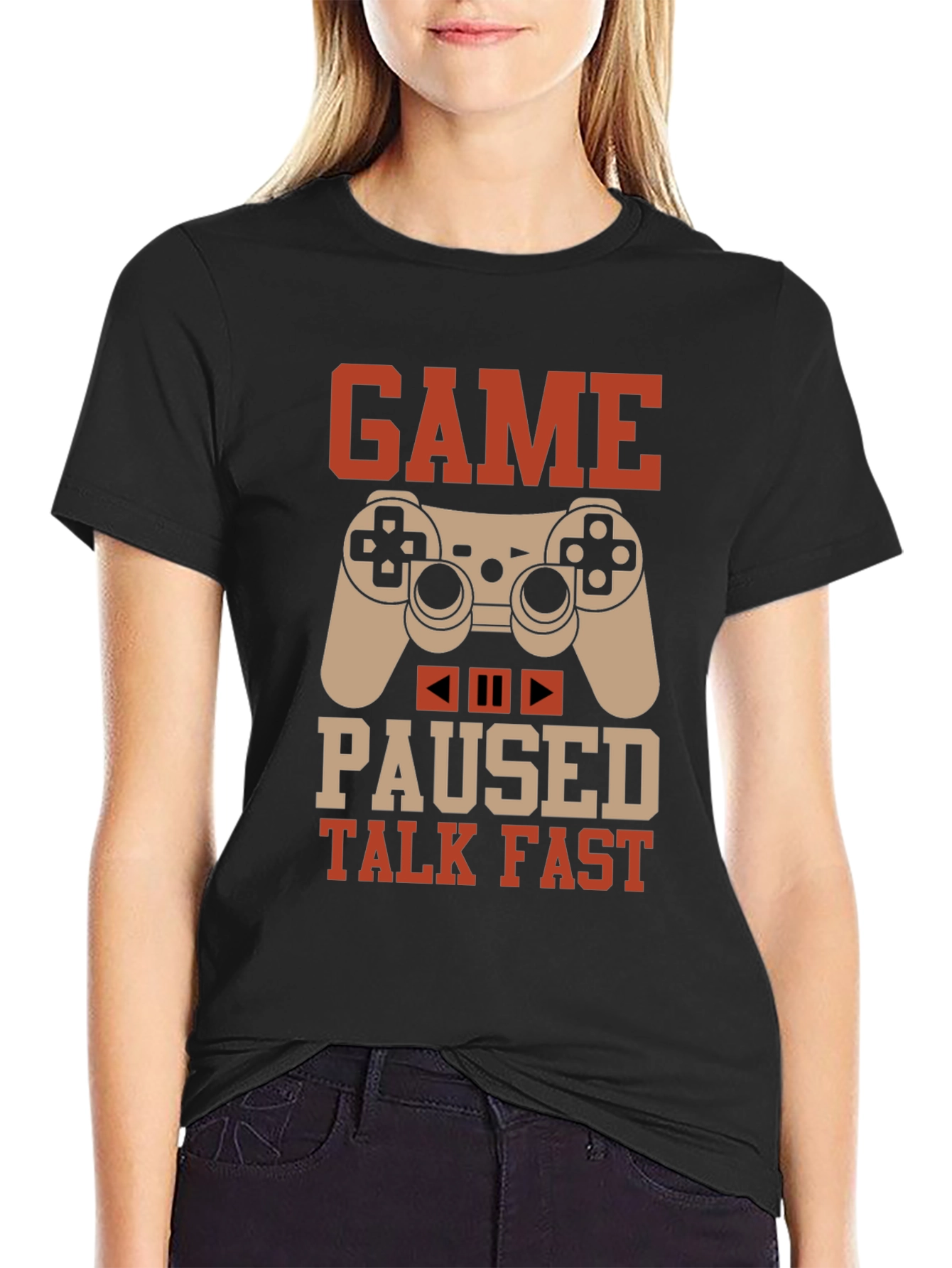 Game Paused Talk Fast Black Gaming T-Shirt