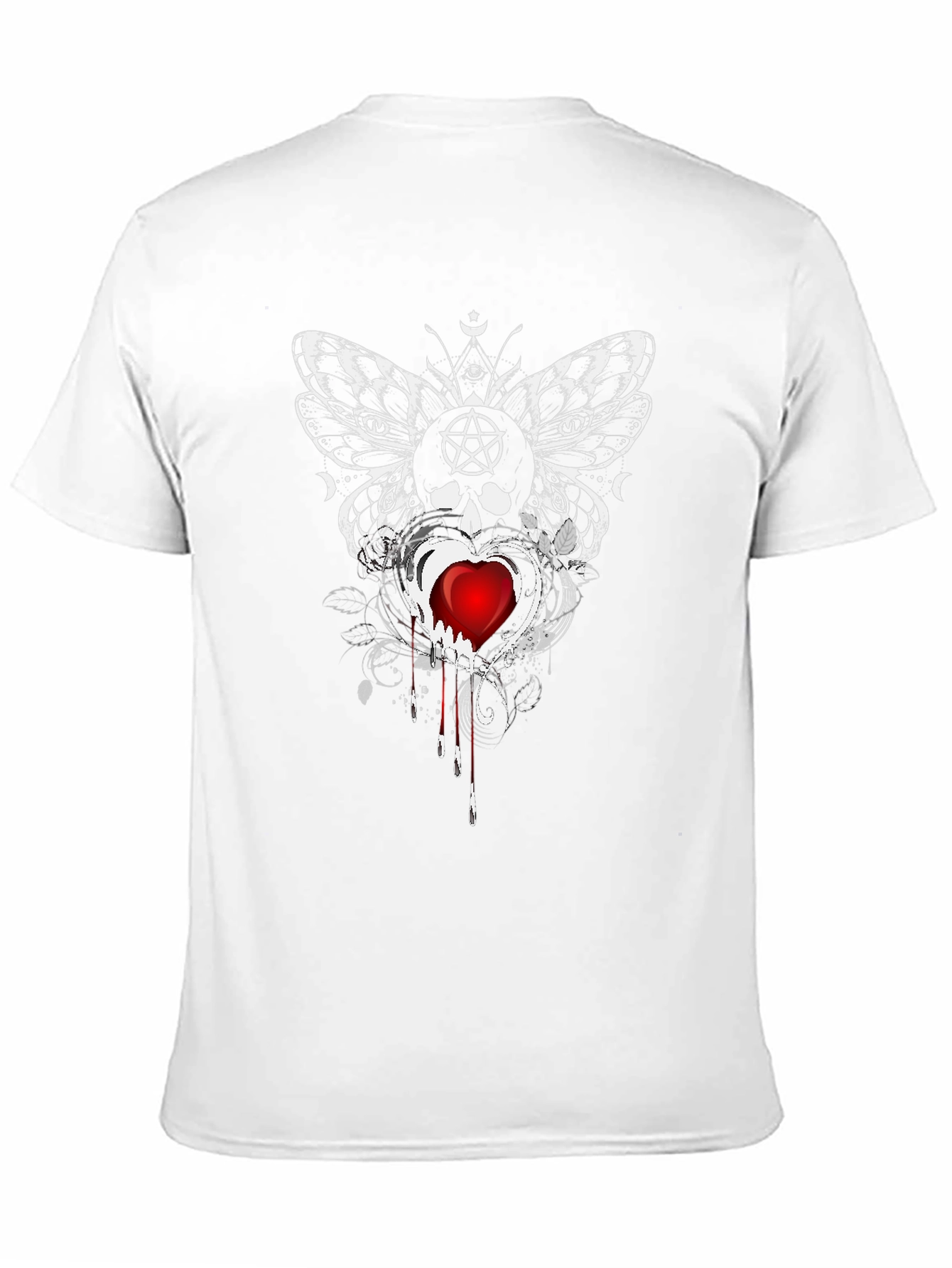 Gothic Butterfly Skull Heart Tee